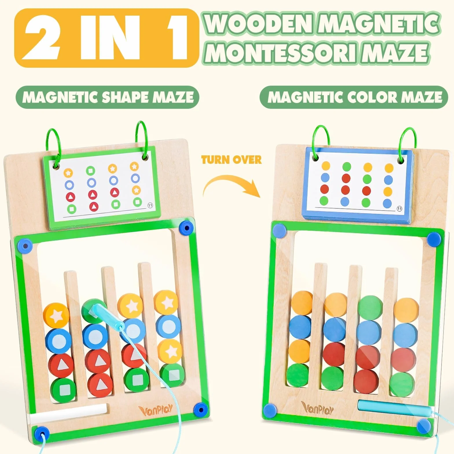 Vanplay Giochi Montessori Magnetici, Labirinto Magnetico Colori Giocattoli Gioco di Smistamento Educativi Giocattoli Regalo per 3 4 5 6 Anni