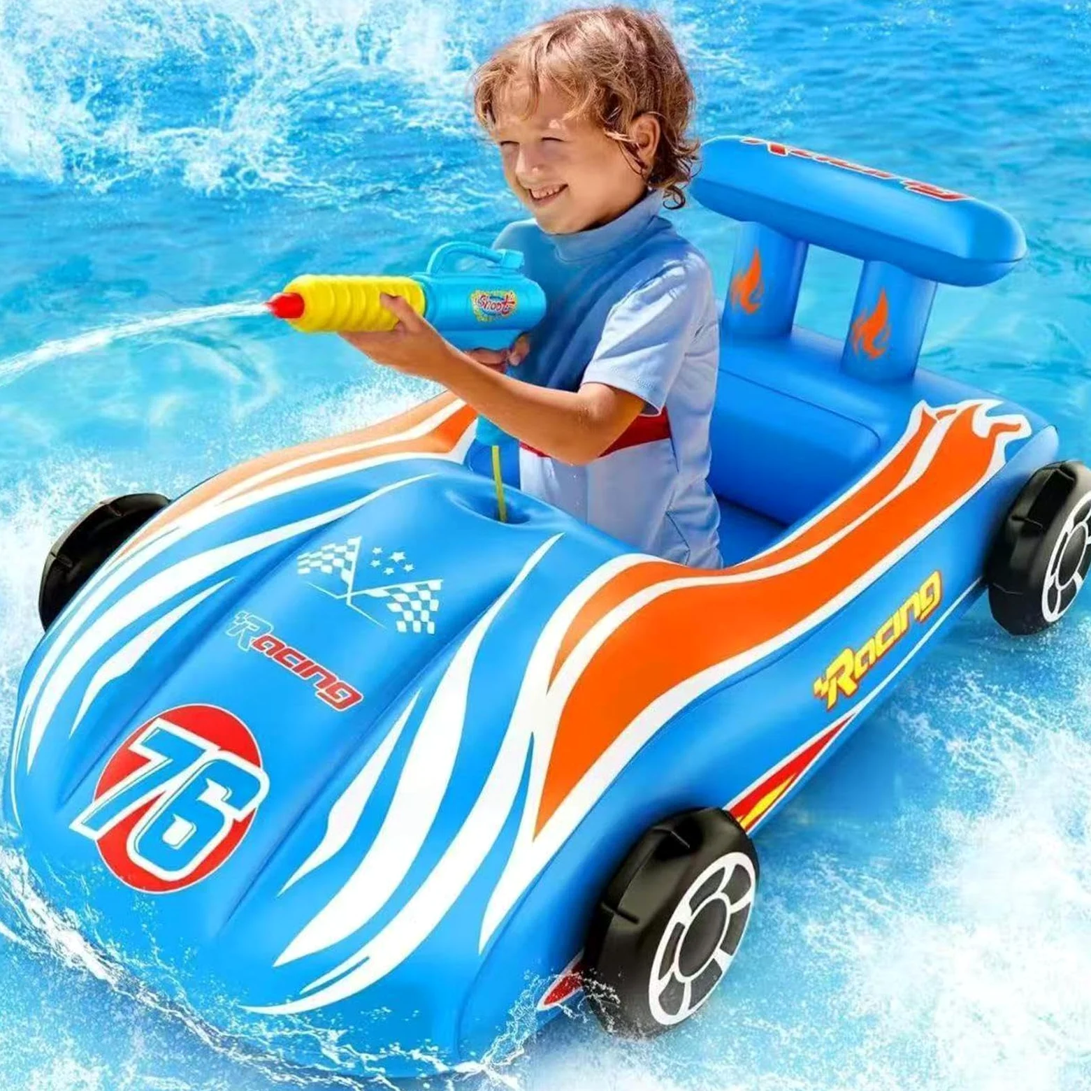Galleggiante Auto per Bambini Gonfiabile Estivo | Salvagente a Forma di Cartone Animato per Bambini, Feste in Piscina, , Giardino, Campeggio, Laghetto