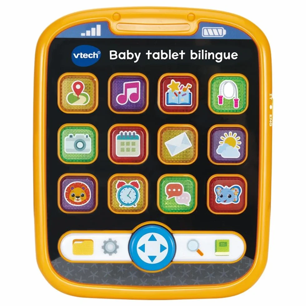 VTech Baby Tablet Bilingue, Tablet Bambini Educativo con 12 Tasti Luminosi con Applicazioni, 4 Frecce Direzionali, Lingua Italiana e Inglese, Batterie Incluse, 9-36 Mesi