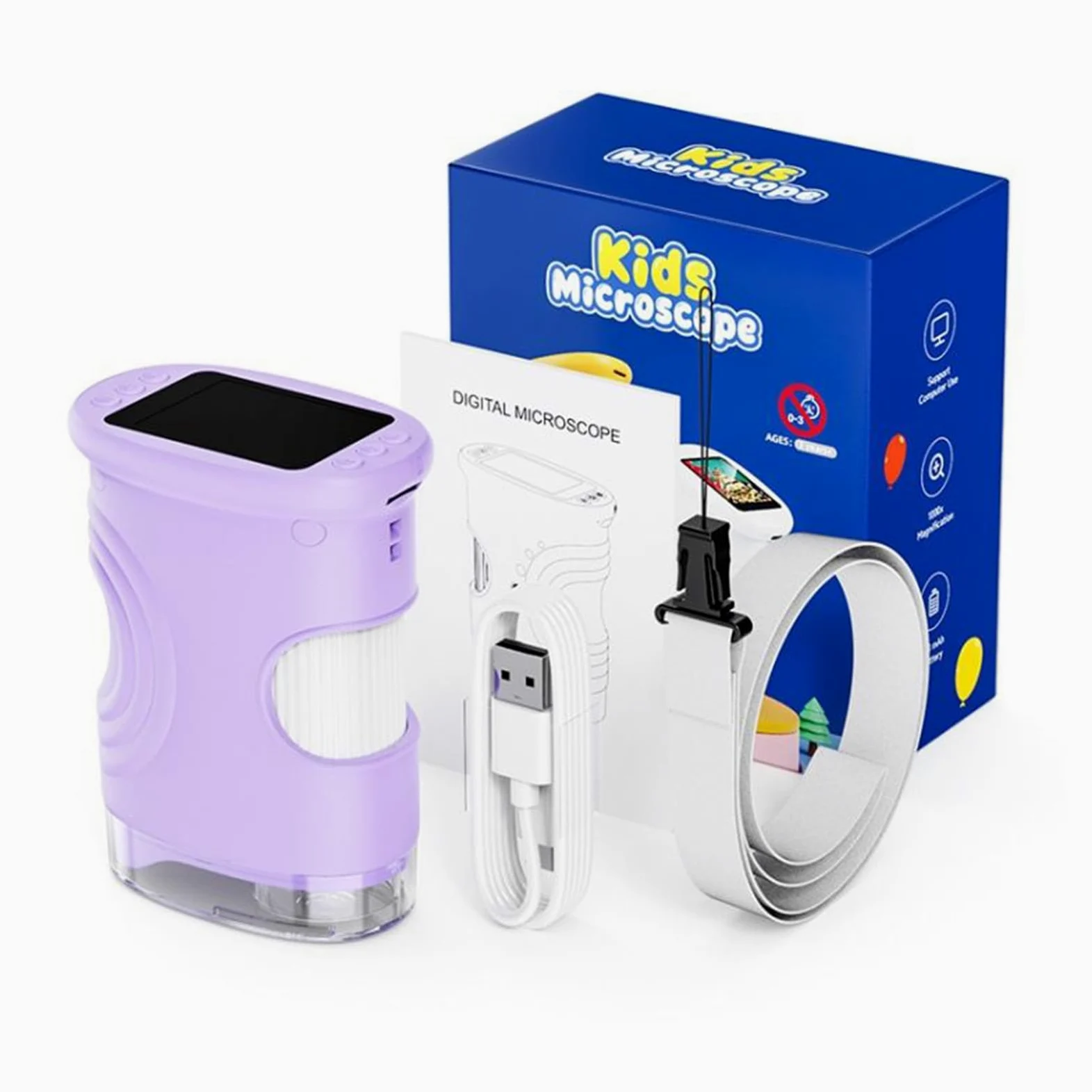 Microscopio per Bambini Giocattoli Scientifici Educativi Ricaricabili 1000X | Microscopio Portatile Digitale con Schermo da 5 cm Per Ragazzi Casa Laboratorio Esplorazione Natura