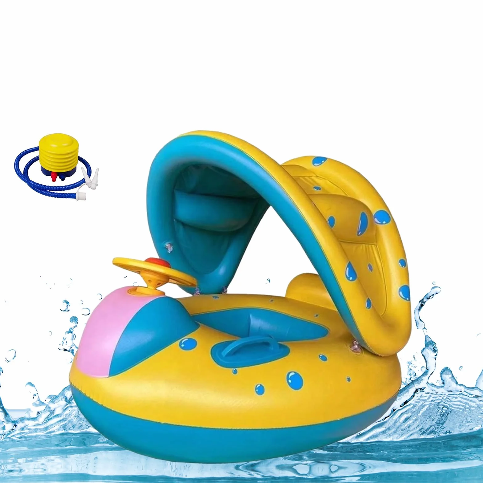 NMM Salvagente per bambini con tettuccio parasole rimovibile