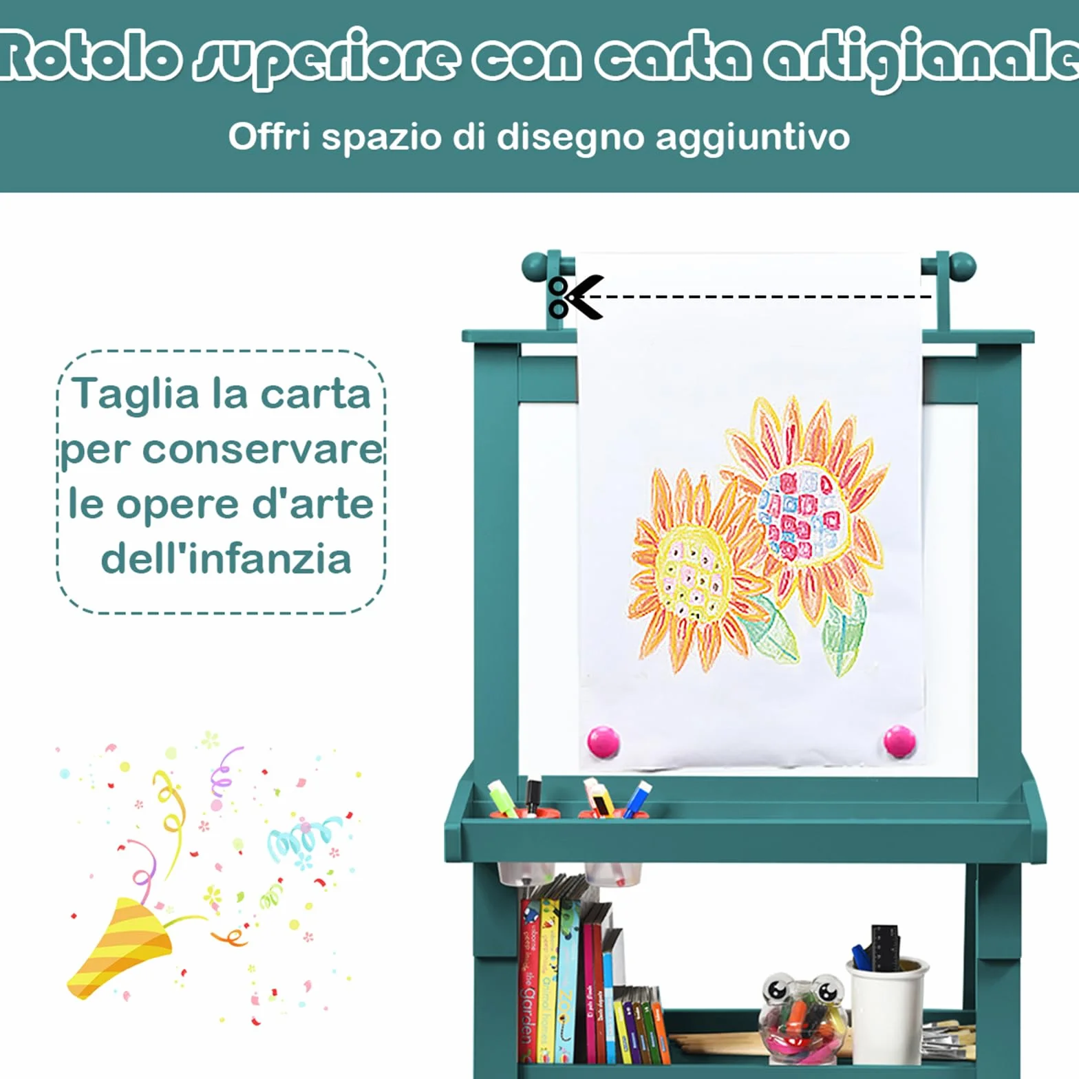 COSTWAY 3 in 1 Cavalletto per Bambini con Doppia Faccia, Legno (Blu)