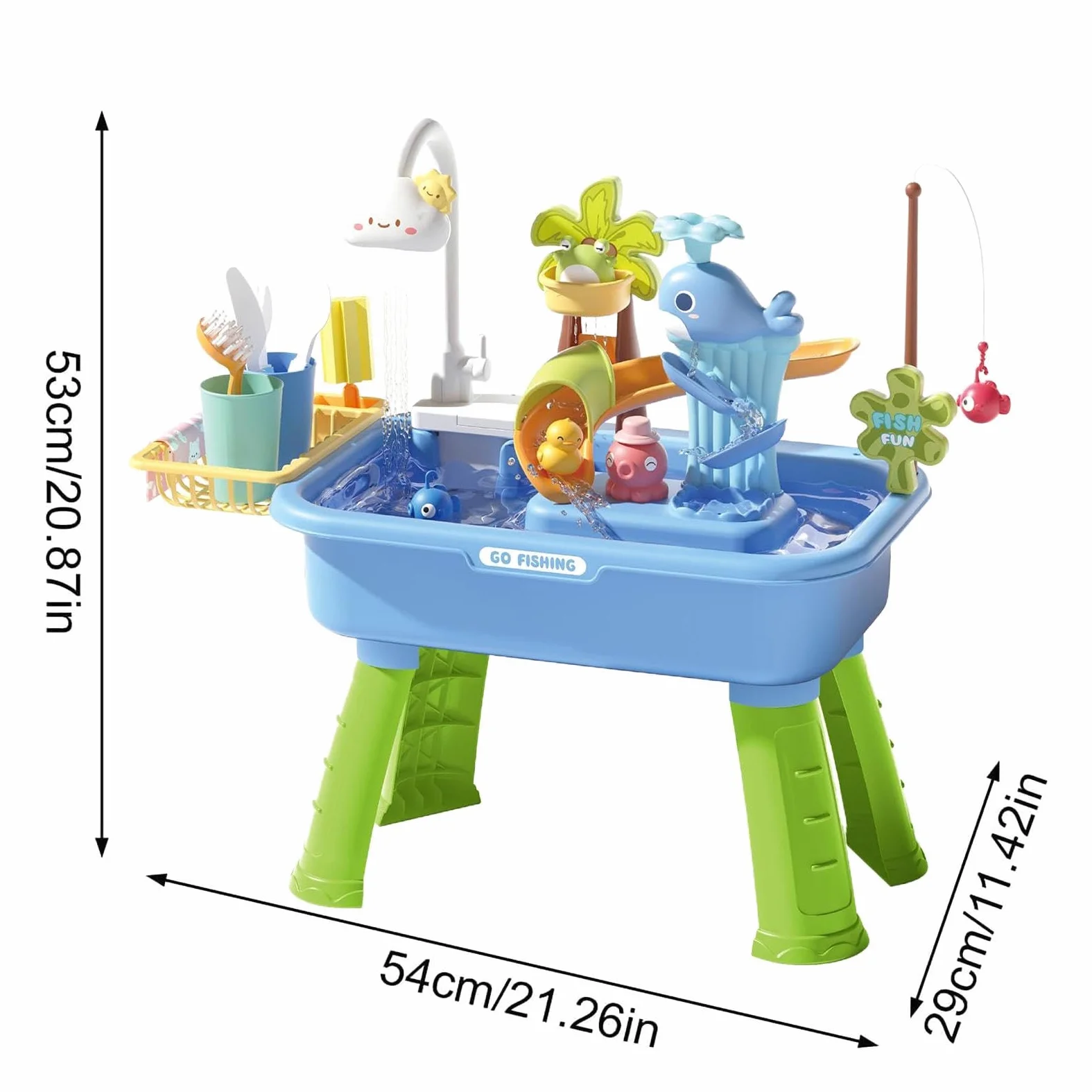 Tavolo D'Acqua Di Pesca Giocattolo Sensoriale | Tavolo Sabbia e Acqua per Bambini Per Maschi Bambino Giardino Spiaggia Asilo Scuola Materna Campeggio Interno Patio