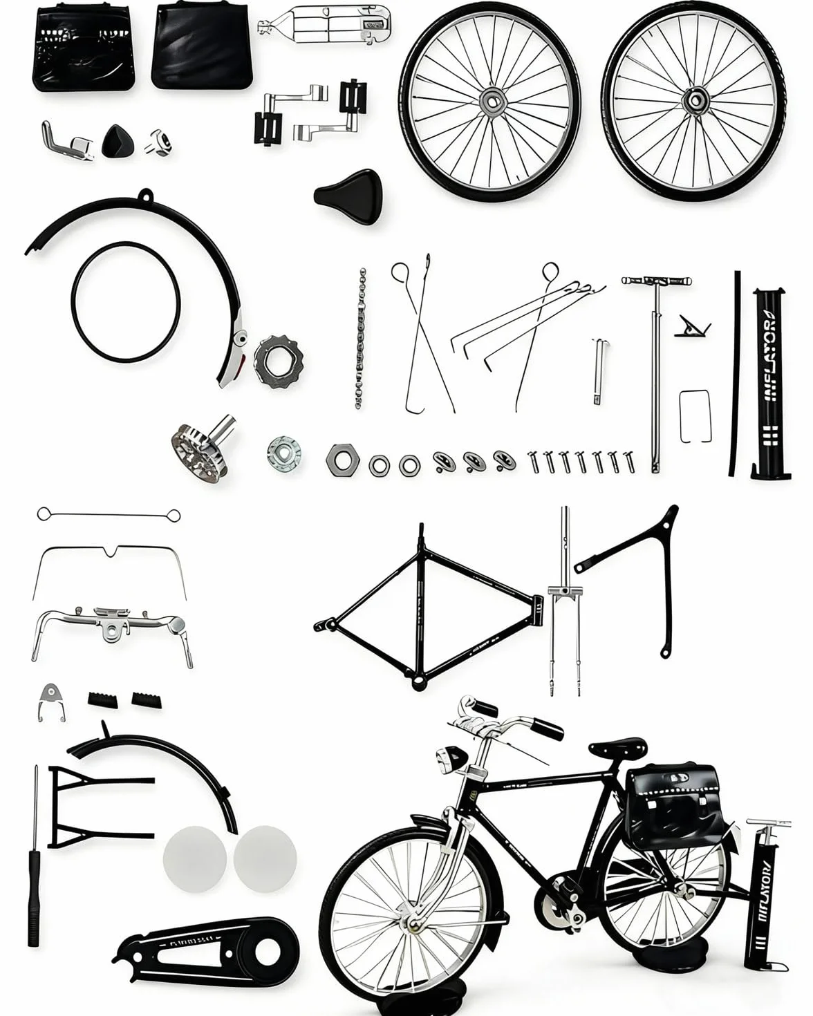 BKit Fai da Te in Scala per Modello di Bicicletta,modellino bici,Kit di Giocattoli per modellini di Bici da Dito,Kit Scala Modello Bicicletta Simulazione 1/10,per camera da letto,idea regalo