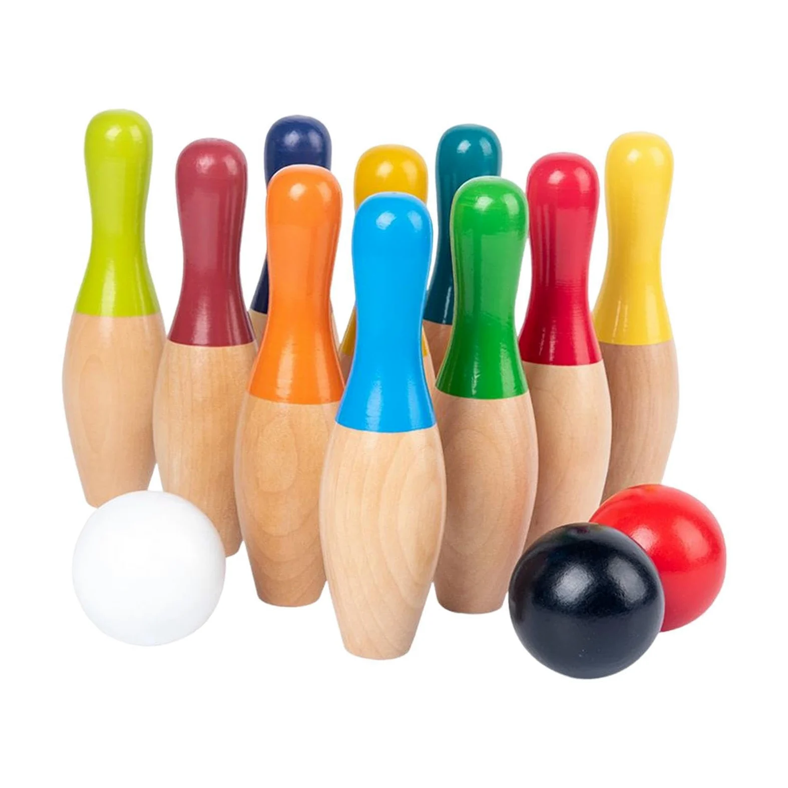 Set da bowling per bambini Perni in legno Palla Divertimento modo per imparare con il bambino Gioco con palla da bowling Divertimento all'aperto per