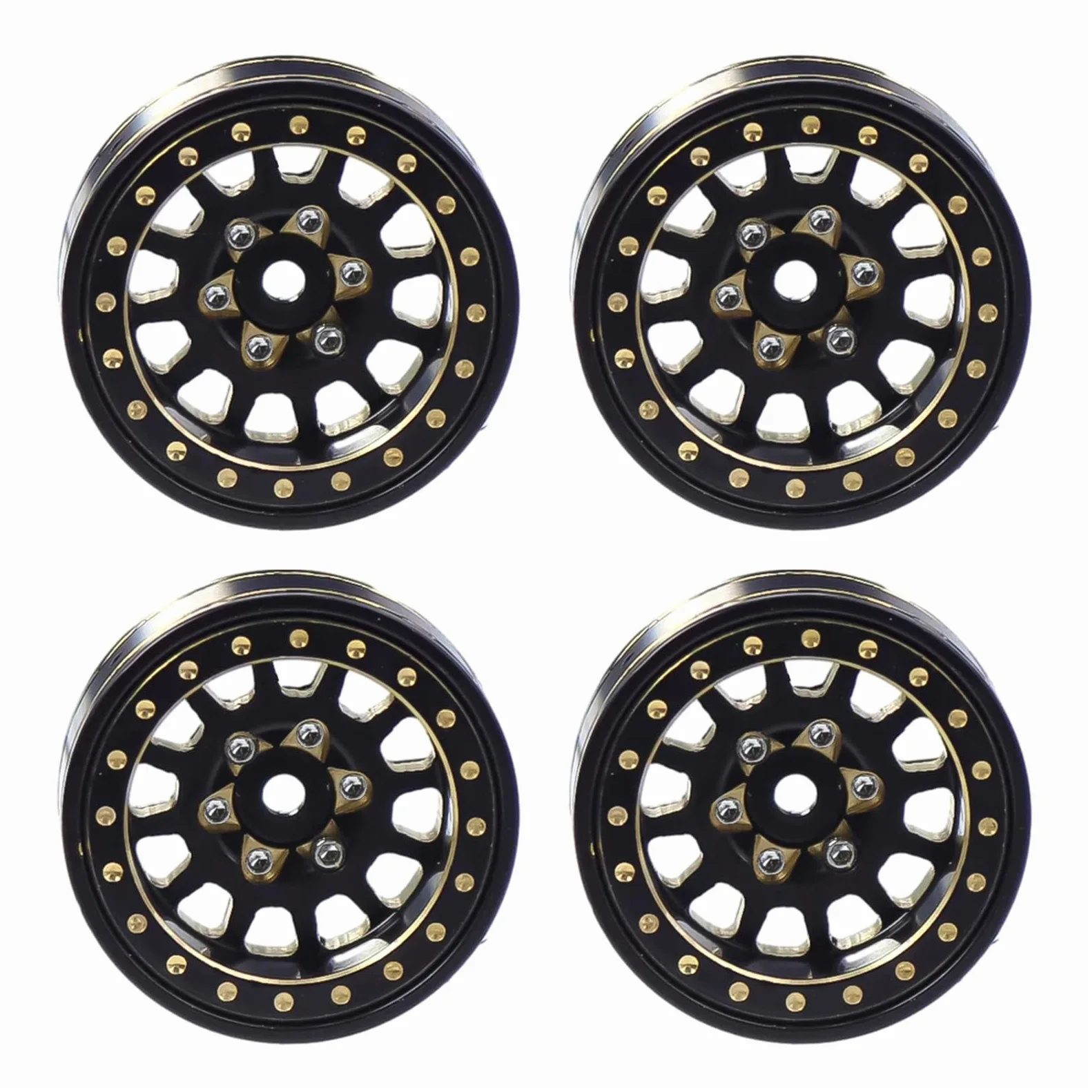 Per Axial Per SCX24 Per FCX24 Per TRX4M 1/24 1/18 RC Auto Parti Di Aggiornamento In Ottone Beadlock Mozzo Ruota Cerchi 4 Pezzi 1.0 Pollici Plus Ricambi Modellini RC