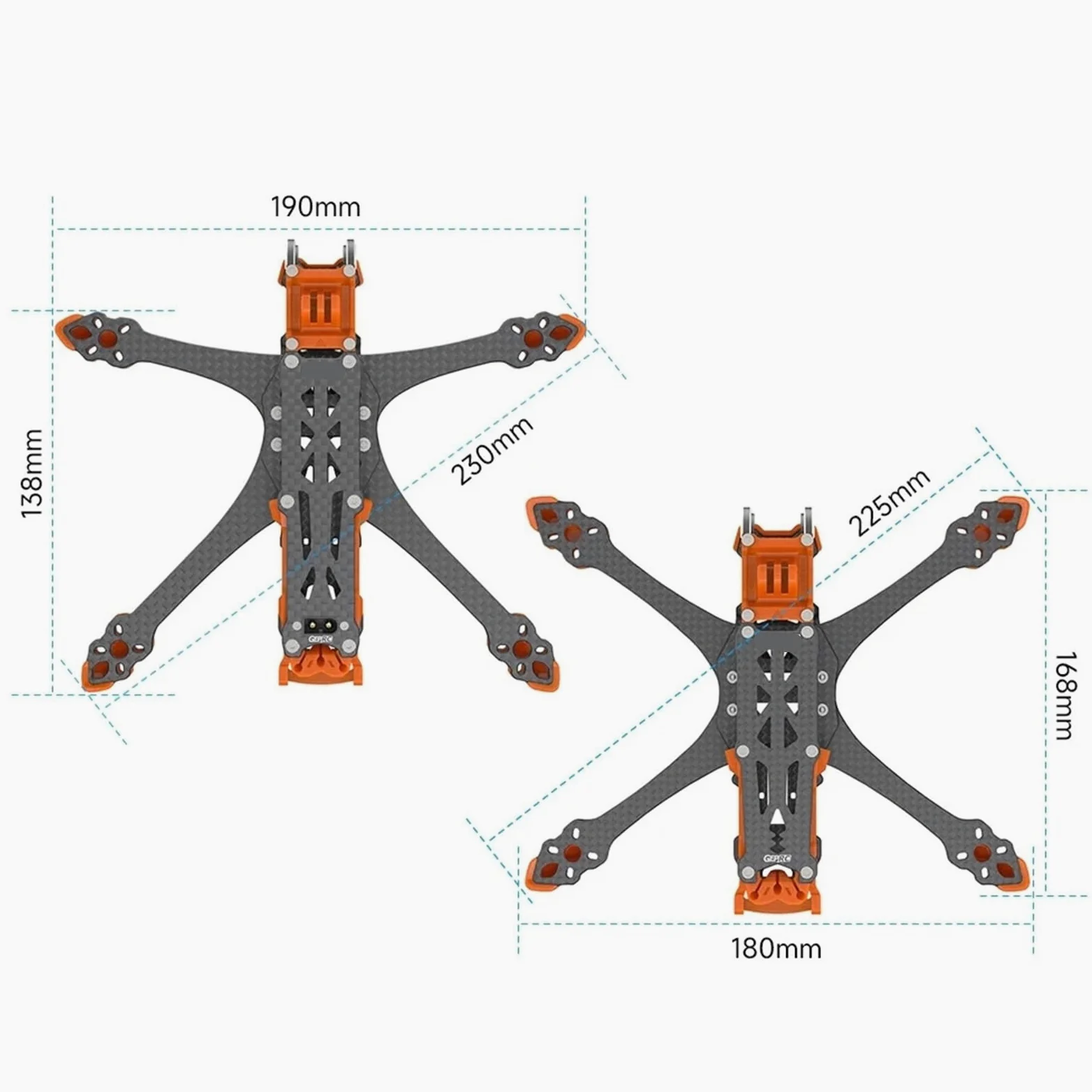 Kit telaio drone, compatibile con DJI, O4 Air Unit Pro, 3K | MK5 O4 Pro, 5 inch, telaio DC o wide X, fibra di carbonio, supporto camera 20mm(GEPRC MK5 (Orange))