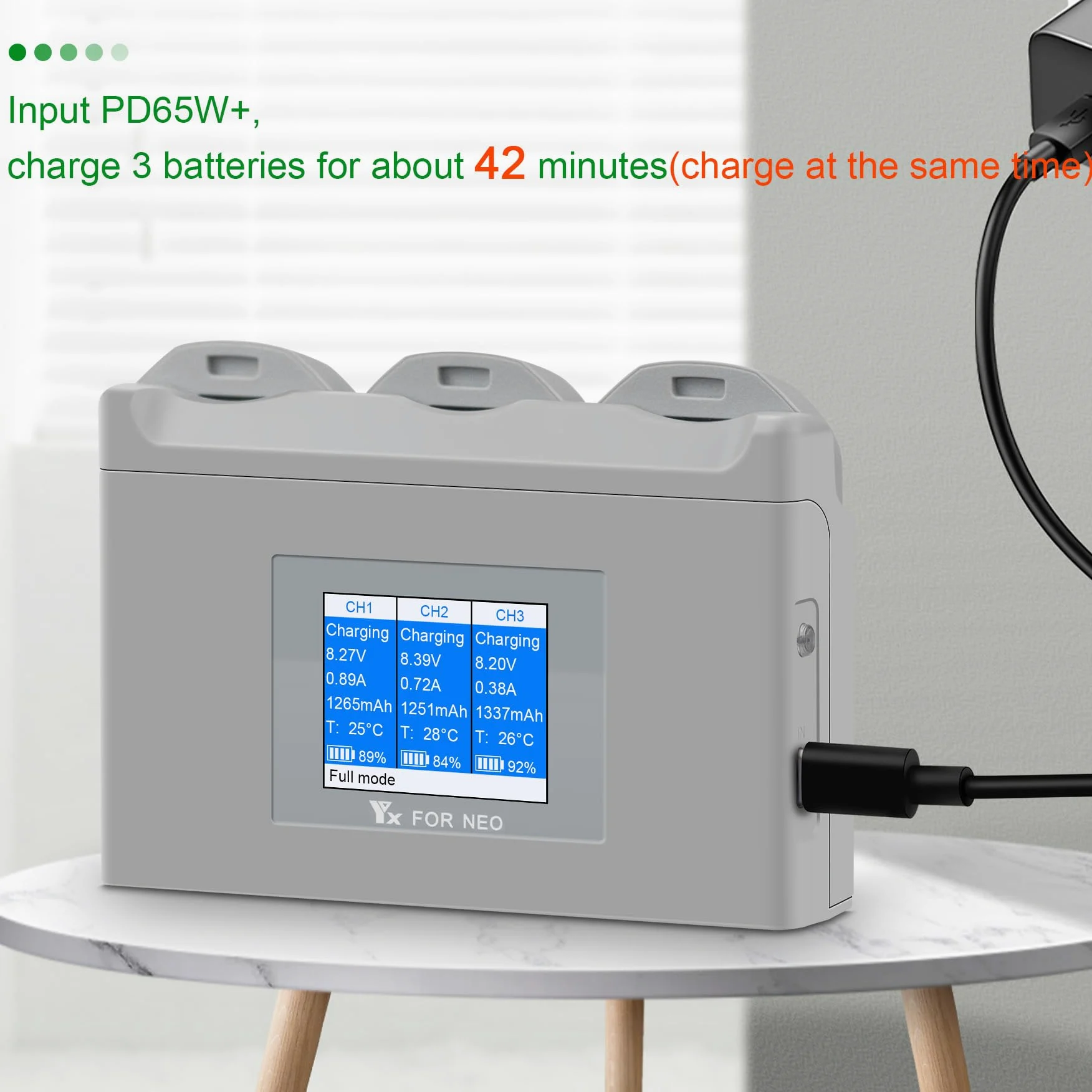 Caricabatteria LCD multifunzione con carica di archiviazione per drone DJI Neo, hub di ricarica bidirezionale, ricarica rapida 3 batterie accessori