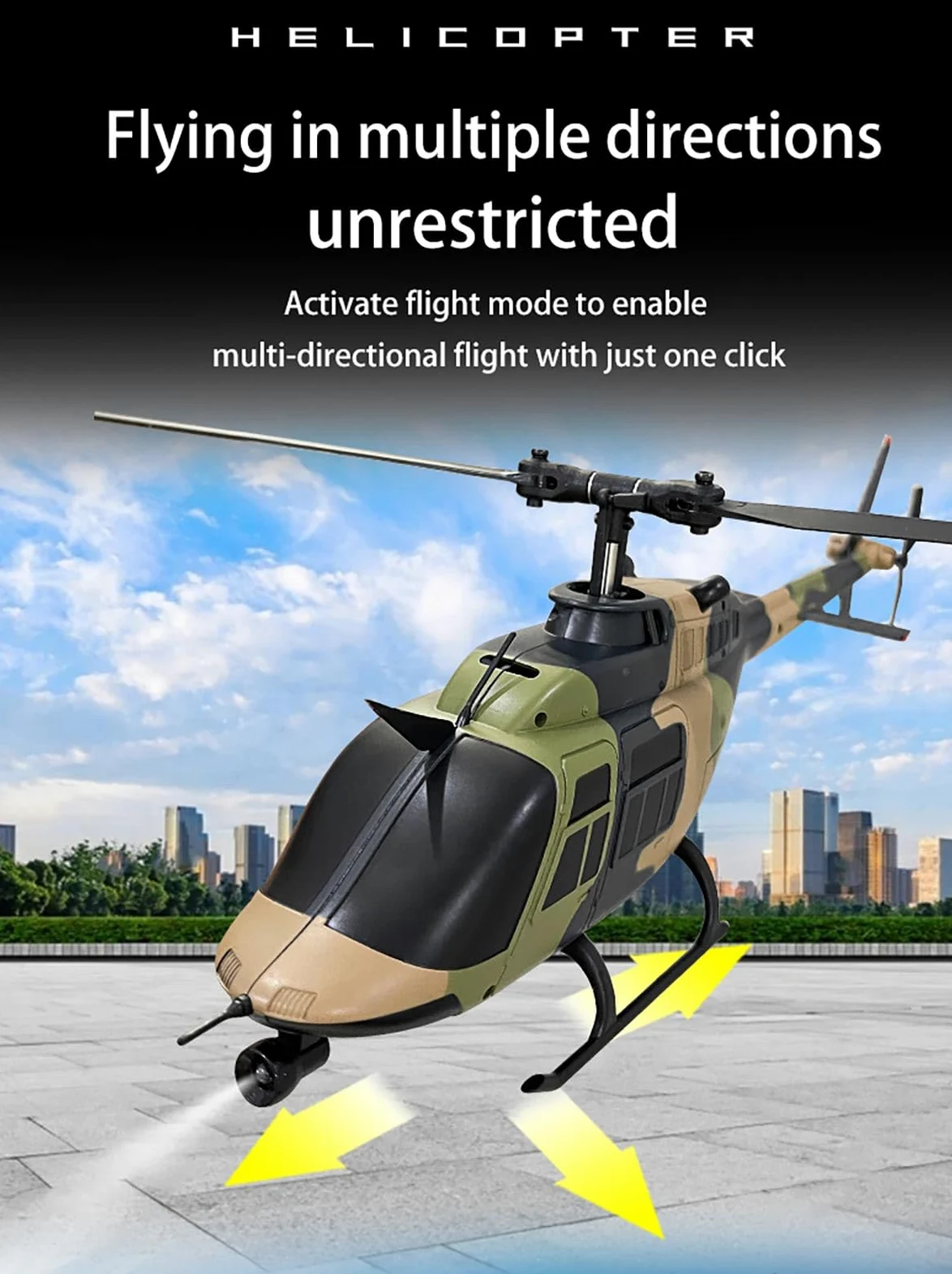 Elicottero RC C138 1/33 206, 2.4G 6CH RC Elicottero per esterni, hobby RC aereo con tenuta in altitudine, aeromobile radiocomandato, giocattolo per adulti RTF