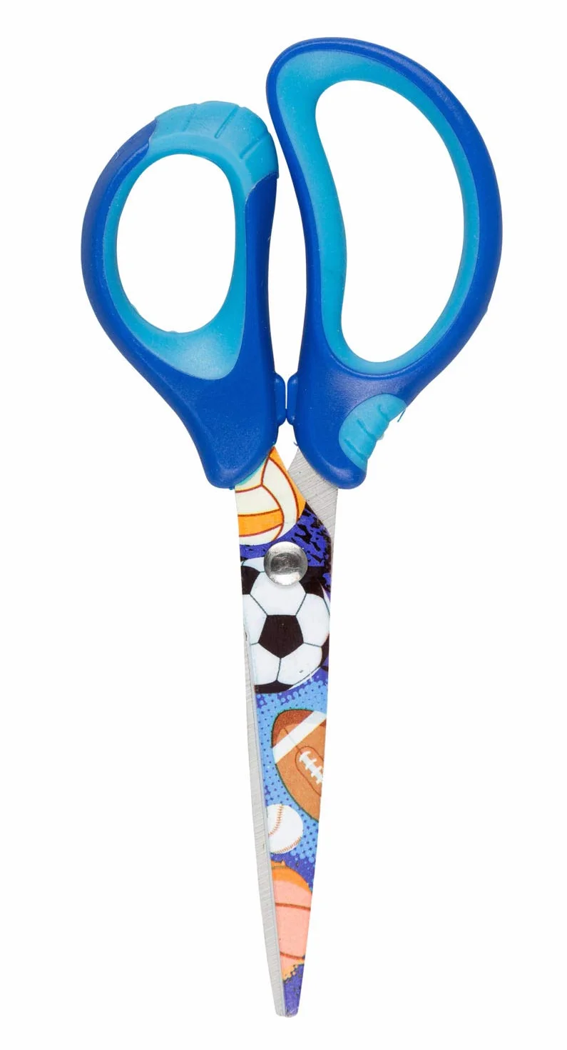 Idena 14028 - Forbici morbide con motivo a palline, blu, 1 pz.