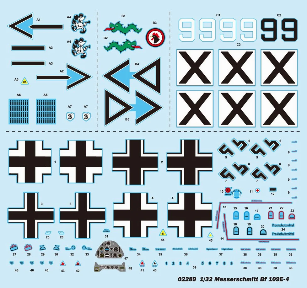 Trumpeter TRU02289 Messerschmitt Bf109E4 Model Kit, Vari