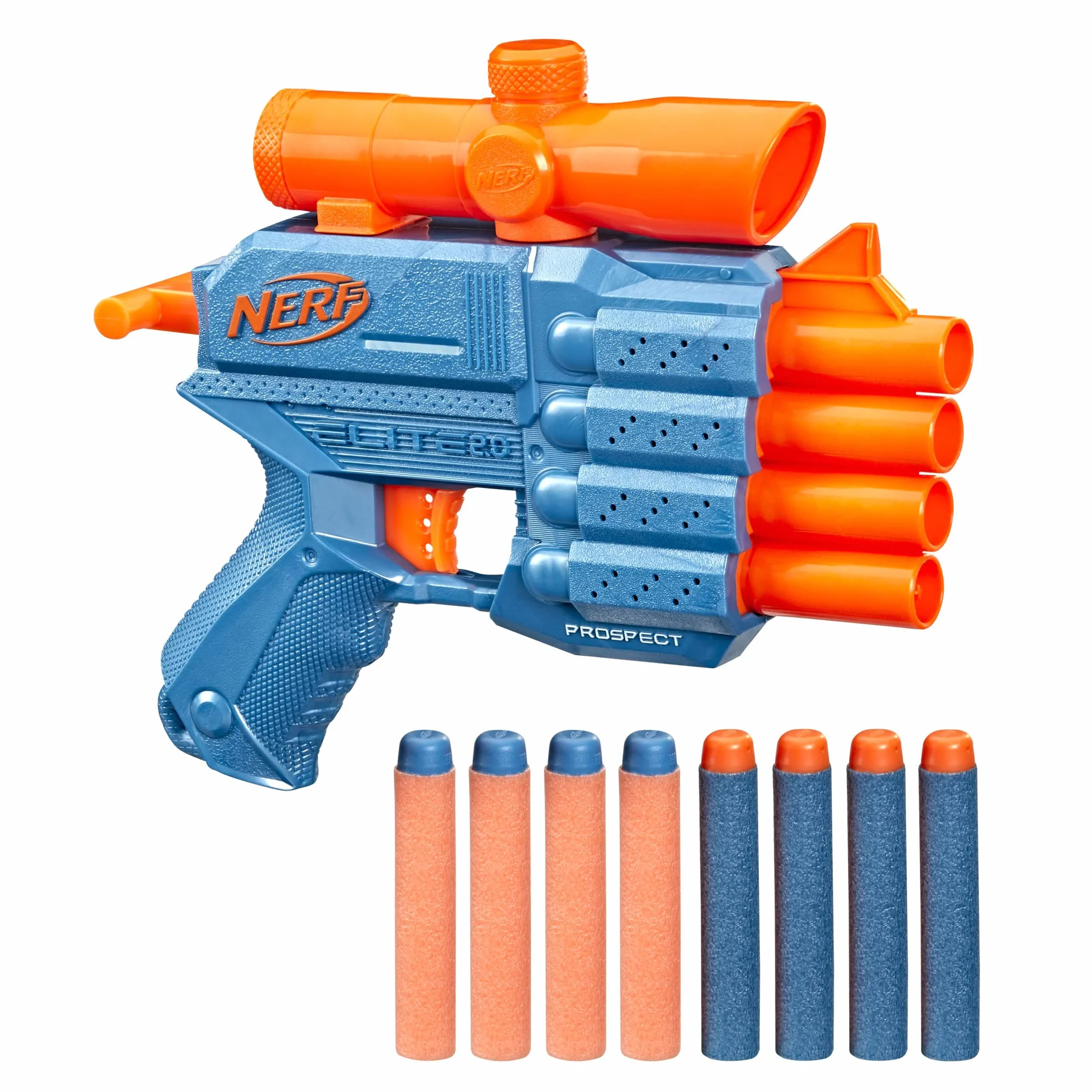 Nerf Elite 2.0 Prospect QS-4 Blaster, 8 dardi, mirino telescopico