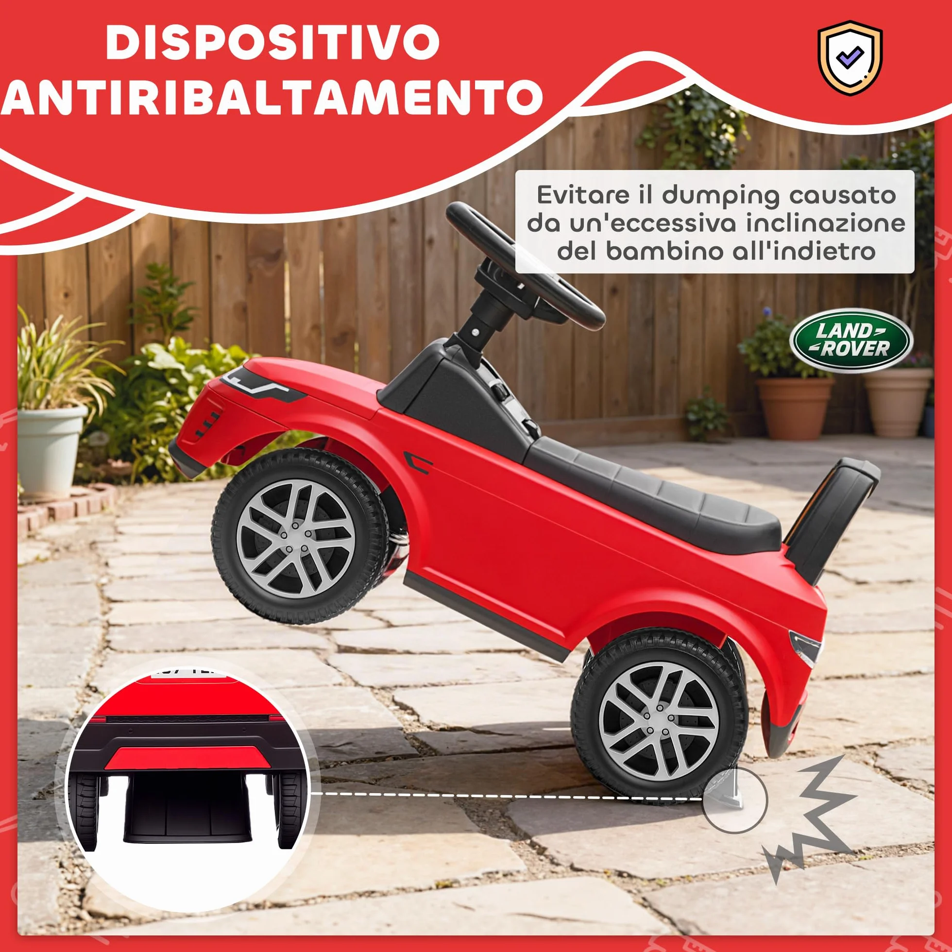 AIYAPLAY Land Rover Discovery Macchina Primi Passi Bambini 65.5x28x42 cm Rosso