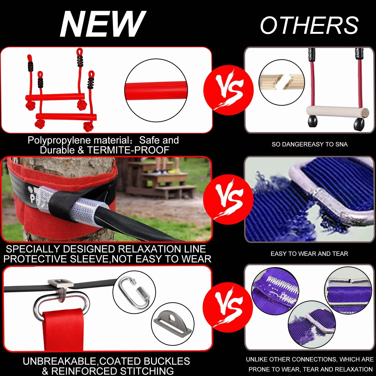 Ninja Slackline Kit, 15M Ninja Linea Viene fornito con Kit da Ostacoli Sospeso per Bambini completi e sicuri