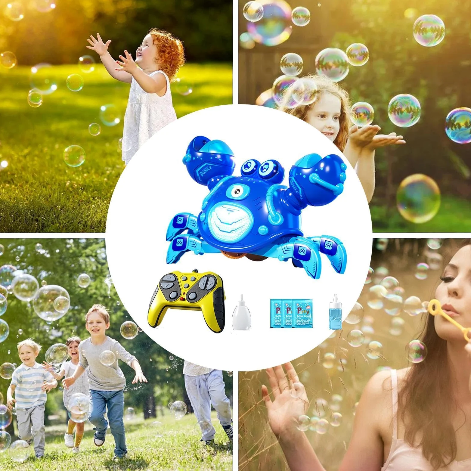 Giocattolo Strisciante con Musica Elettrico Ricaricabile | Granchio che Cammina Giocattolo a bolle per Bambini per Bambini Bambine Casa Scuola Esterno Viaggi Campeggio Spiaggia