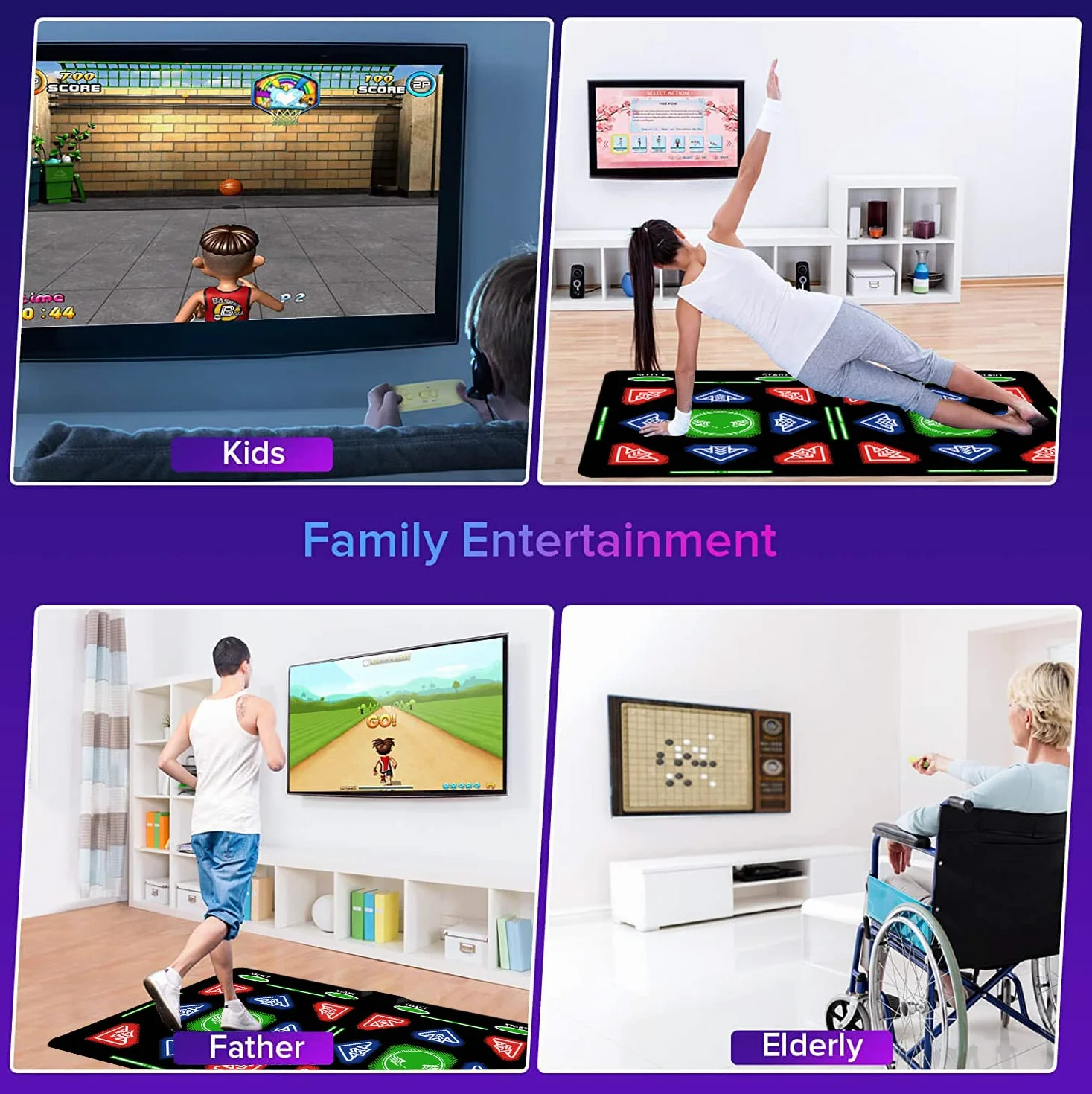 Tappeto Danza HDMI 64GB 1000 Giochi 885 brani 81 Video MTV Morbido Flanella per Bambini TV