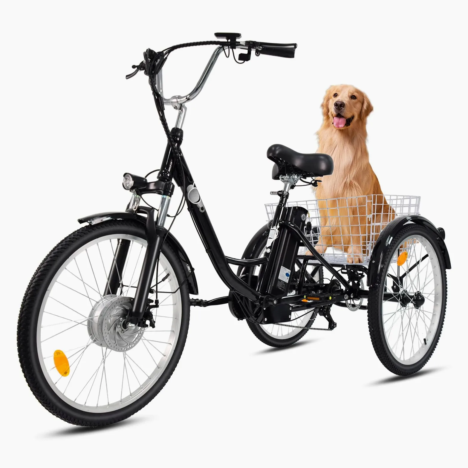 Triciclo Elettrico per Adulti e Anziani | Motore 250W Conforme EPAC EN 194 | Velocità Max di Assistenza 25 km/h | 7 Velocità, Cestino Grande, Telaio in Alluminio, Luci LED, 3 Ruote per Tutti i Terreni