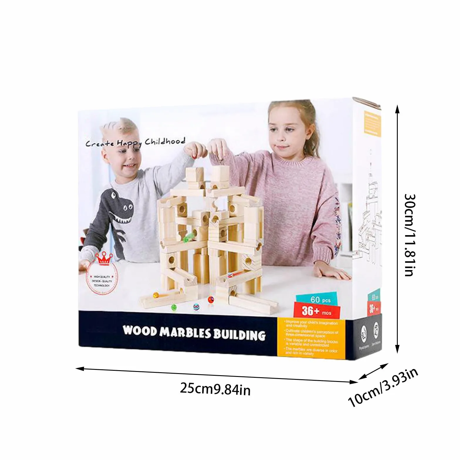 Pista Per Biglie In Legno Di Costruzioni Per STEM | da Costruzione in Legno con 60 Biglie Per Bambini Ragazzi Apprendimento STEM E Natale