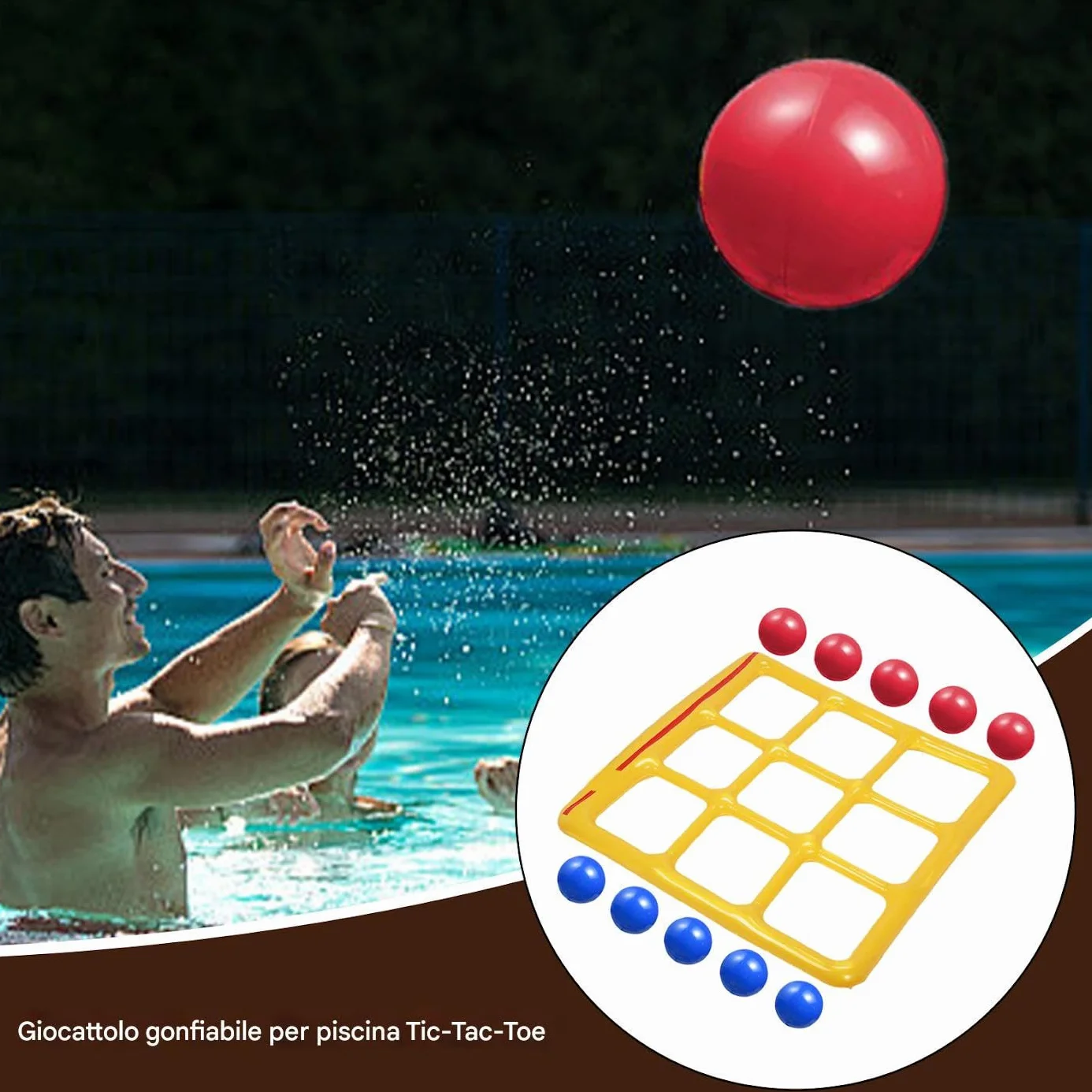 Generico Giochi per Piscina | Accessori Piscina - Galleggiante Gonfiabile con 10 Palle Attrezzatura Sportiva per attività all Aperto Familiari Lago Giardino Viaggio Spiaggia