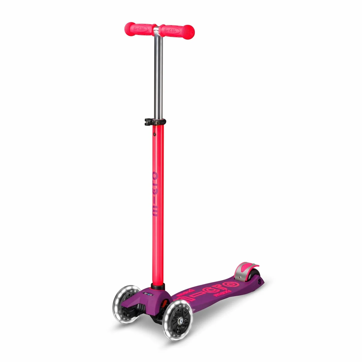 Micro Monopattino da bambino Maxi Deluxe Neon Rosa LED