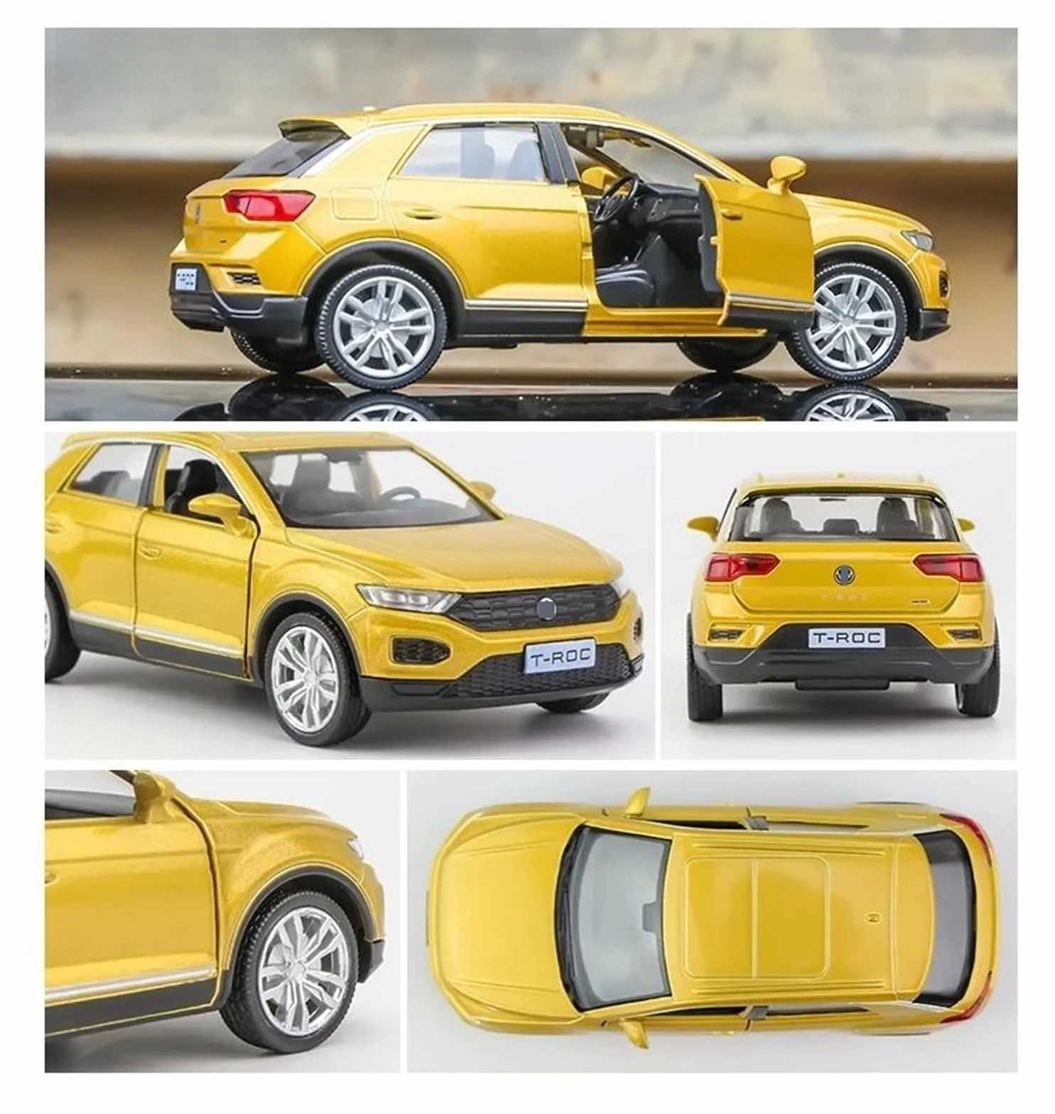 1/36 Per Volkswagen T-Roc Toy Car Model 5'' Diecast Alloy Sport SUV Veicolo In Miniatura Pull Back Collection Set Giochi Modello Auto per Hobby(Nero)