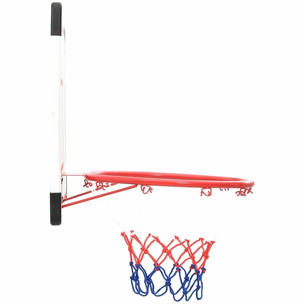 Set di 5 palle da basket da parete con tavola posteriore in polietilene, rete tricolore e pompa ad aria, per giardino, garage o vialetto