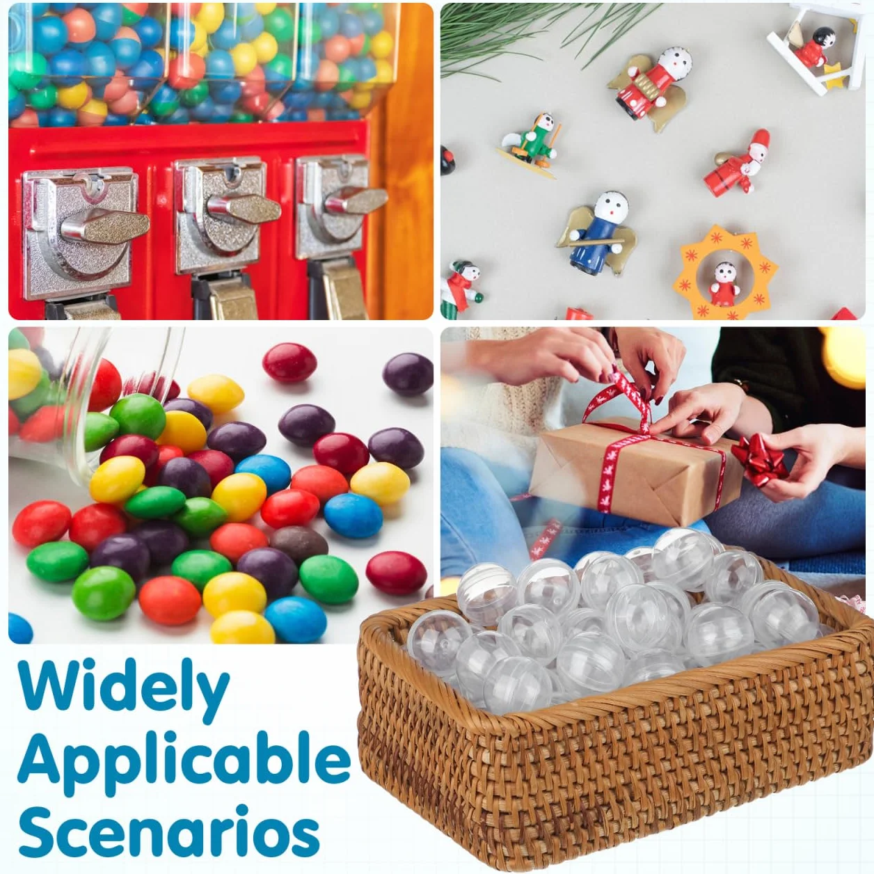 Healifty - Set di 100 palline di Natale in plastica trasparente da riempire - 2,8 cm