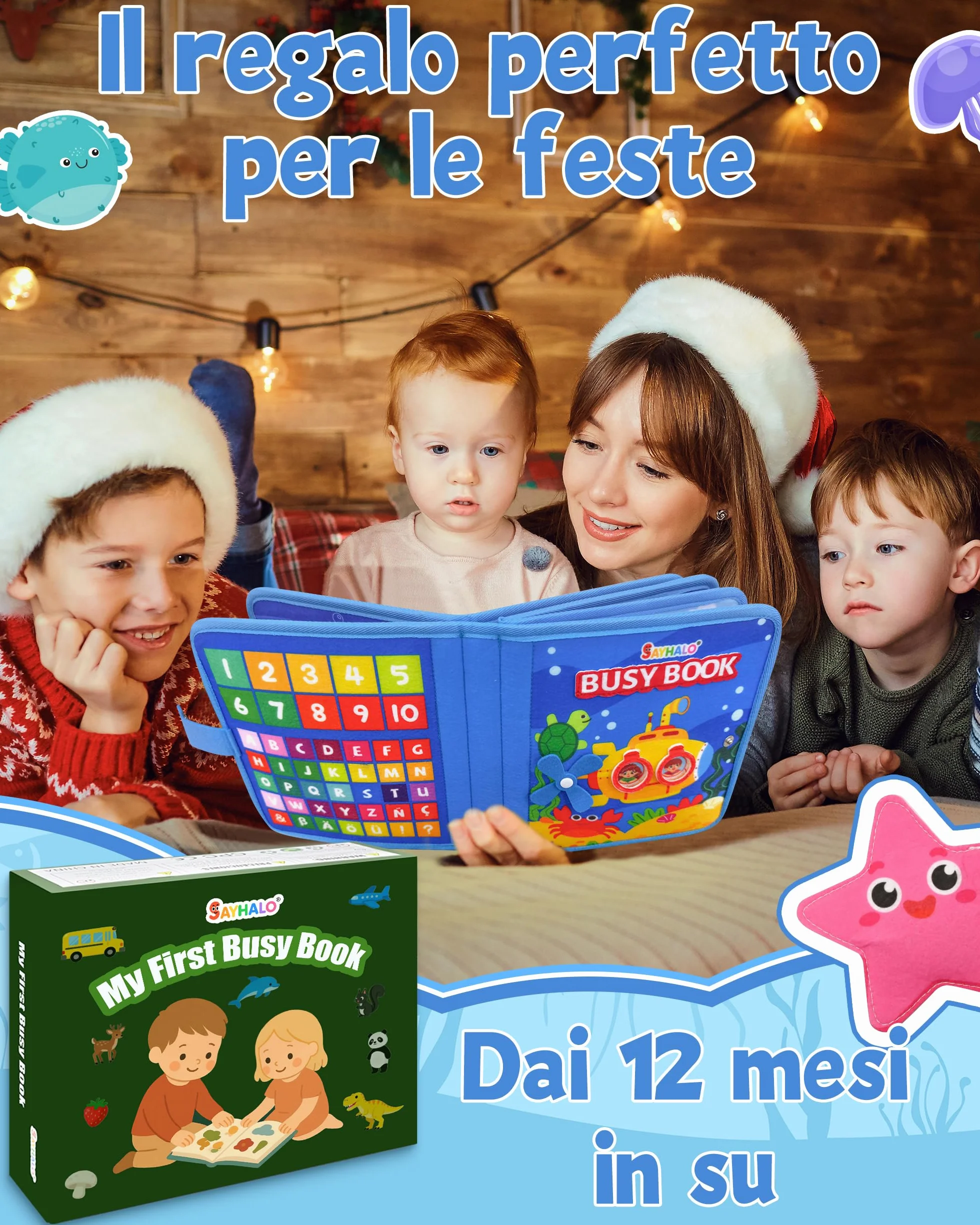 Busy Board Montessori Libro Interattivo 1-3 Anno - Giochi Montessori Sensoriale Educativo Valigetta Regalo Bimbo