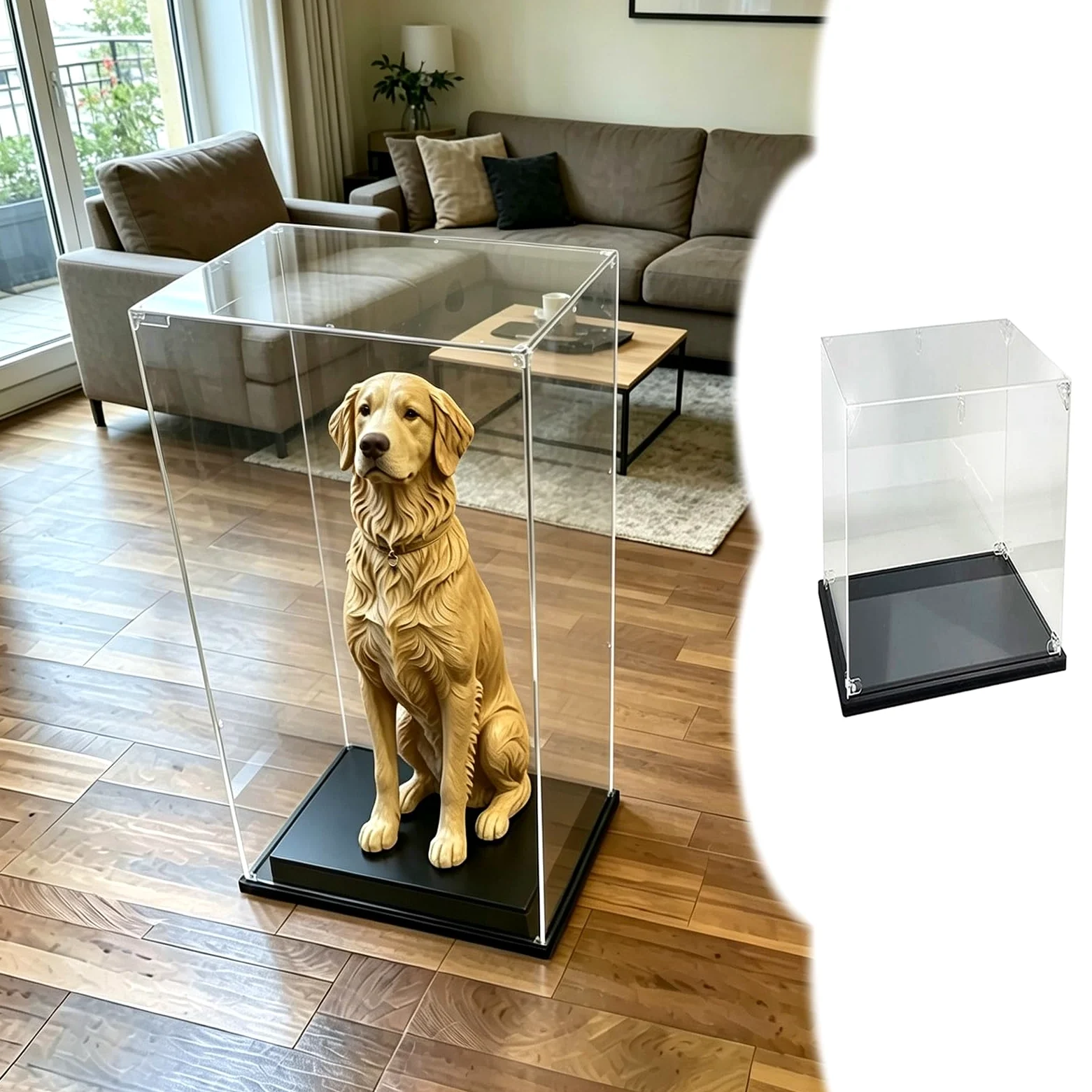 UrbanUp Teca Plexiglass Grande Vetrina in Acrilico da Terra, Scatola Contenitore Cubica da 100,90,80,70,60,50,35,25cm, Vetrina Trasparente per Ornamenti/Carte/Modellini(45x45xH70cm/18x18x28)