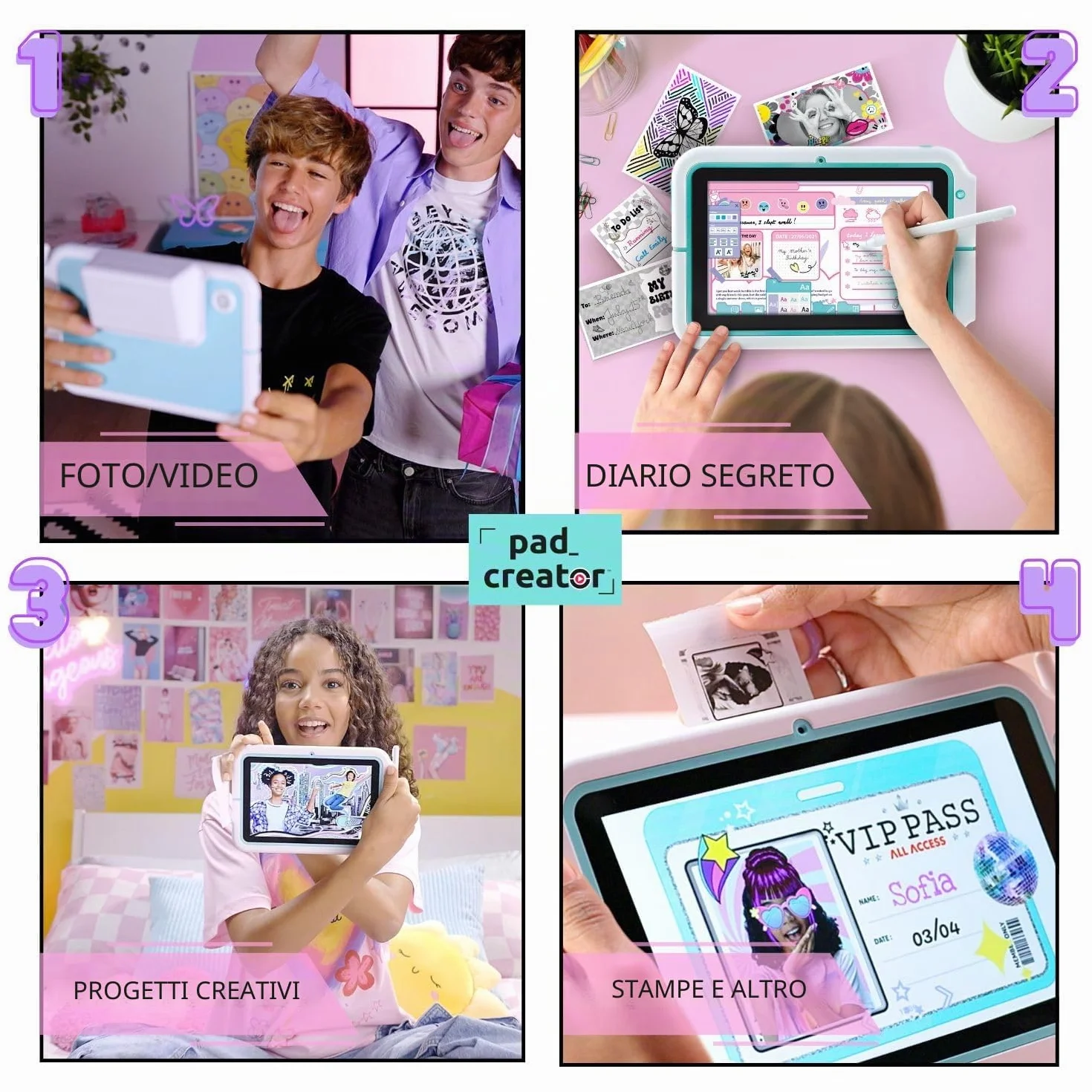 Canal Toys - Pad Creator - Il Tablet Creativo con Stampa Istantanea - Regalo Bambina 8 Anni - 6 Funzionalità - Fotocamera, Video, Diario Segreto - Giocattolo Elettronico Creativo per Bambini - CLK 023