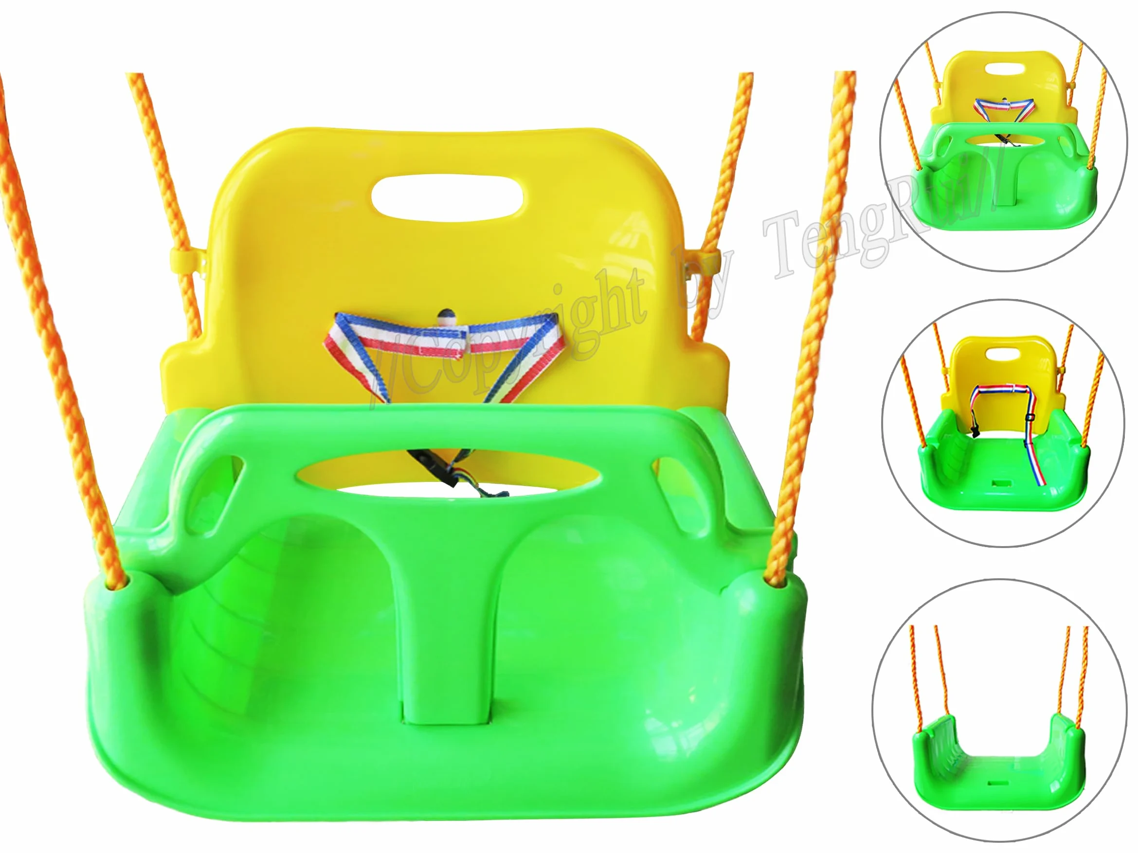 Altalena pieghevole 3 in 1 da neonato a adolescente versione di aggiornamento con moschettoni per giardino di casa, patio, giochi all'aperto (sedia verde + corrimano verde)