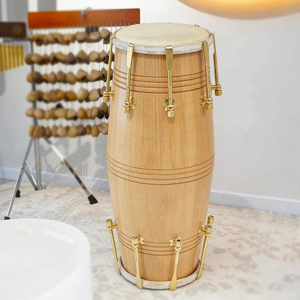 Tamburo Dora Indiano A Doppia Faccia Ovale, Lungo 45 Cm, Diametro 18 Cm, Inclusa Borsa Per Batteria,C