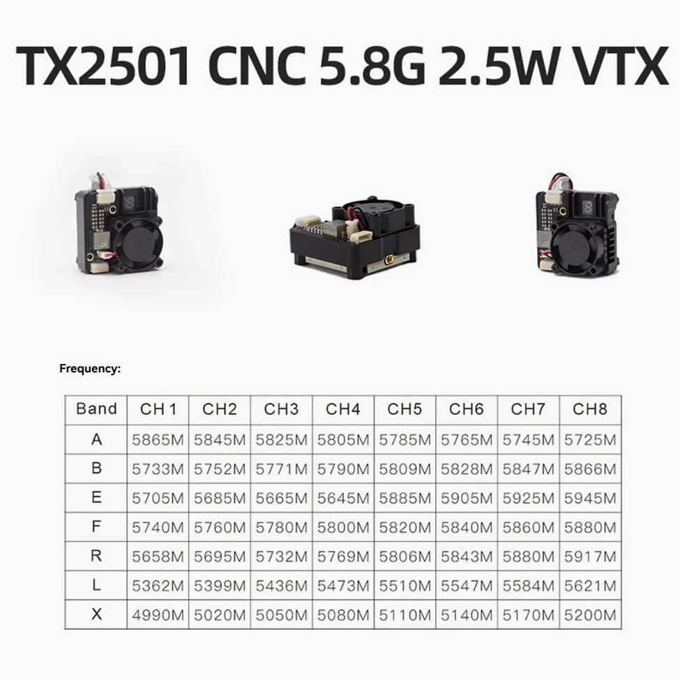 TX2501 5G/5.8G 2.5W VTX 56CH Trasmettitore Video FPV Regolabile 9-26V per Drone RC FPV A Lunga Distanza