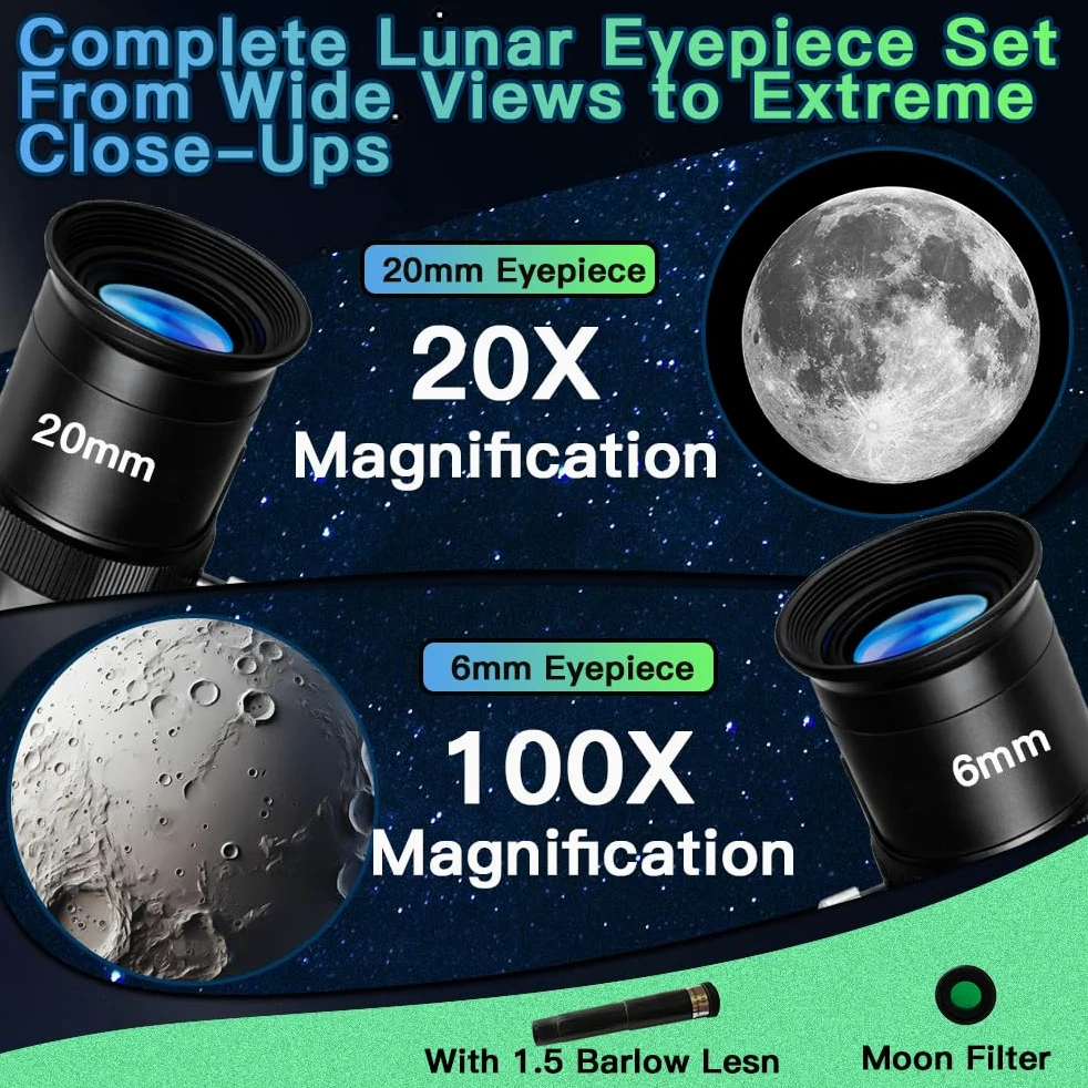 Telescopio astronomico per bambini dagli 8 ai 12 anni con treppiede, telescopio per principianti, apertura 50 mm, regalo educativo per osservare gli uccelli lunari, per ragazzi e ragazze dai 6