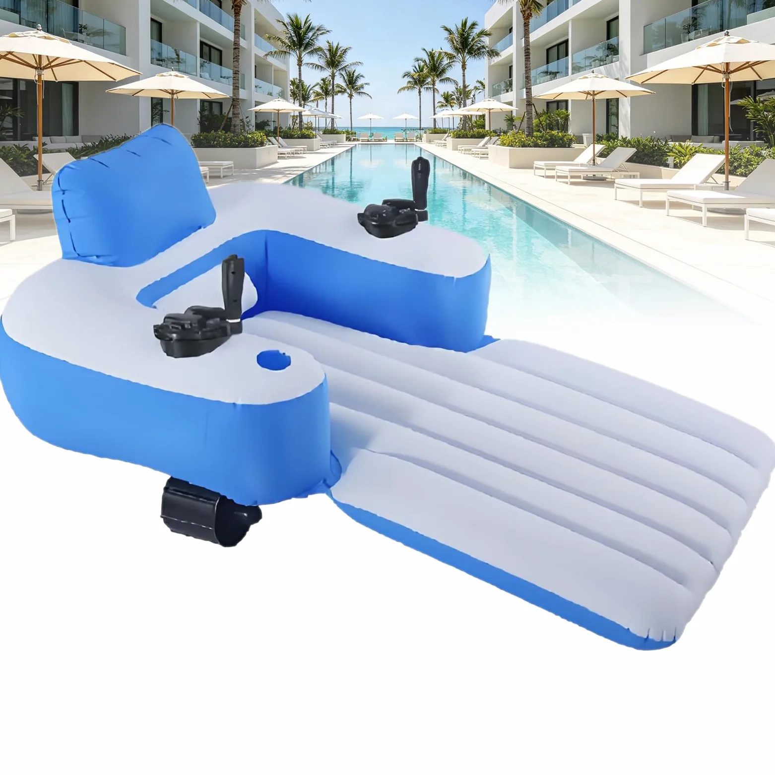 Materassino Prendisole Motorizzato con 1 O 2 Motori, Galleggiante da Piscina Elettrico Ricaricabile per Adulti, Lettino Gonfiabile per Vacanze, Mare E Divertimento Elongated
