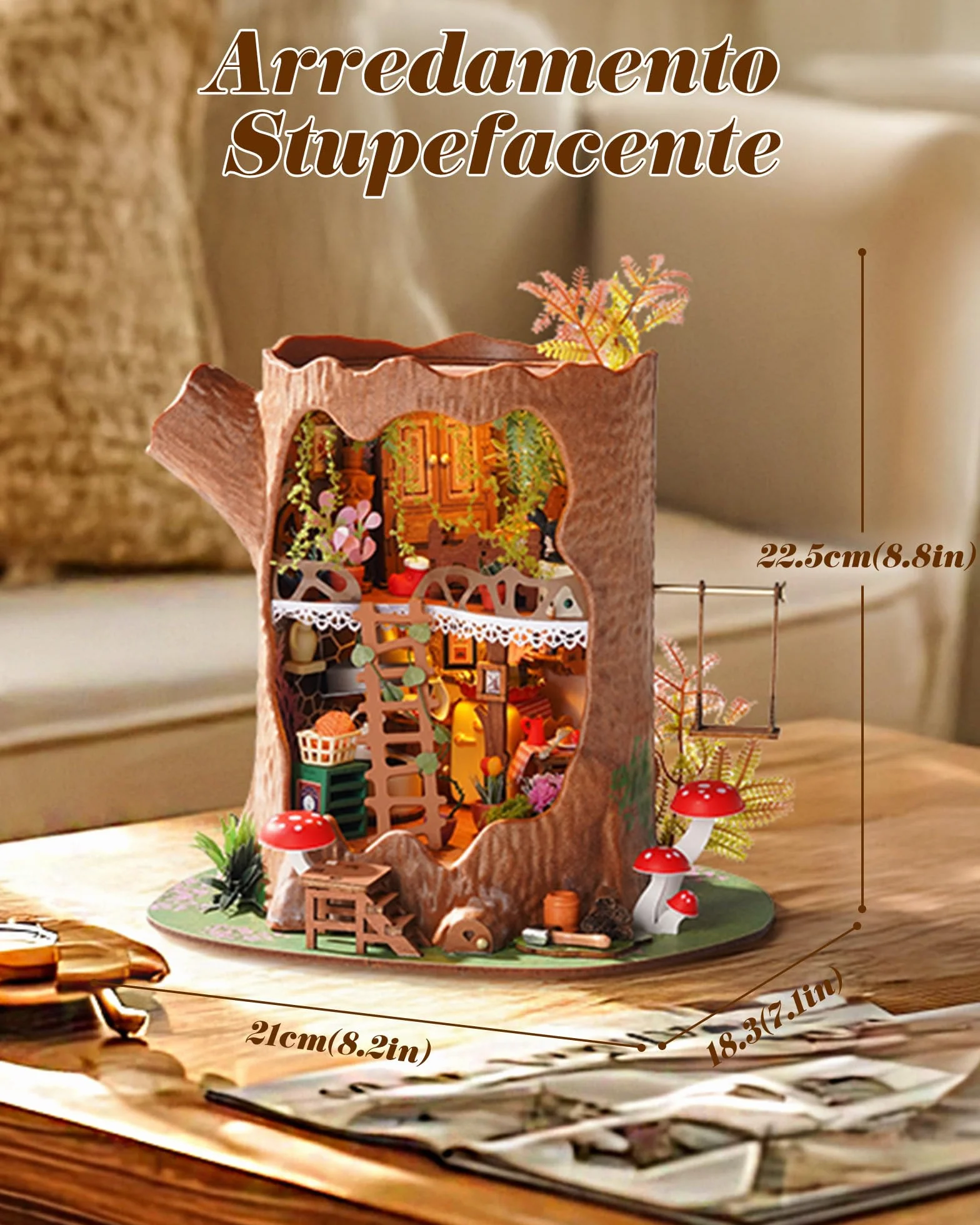 Rolife Miniature Casa sull'albero da favola, 275 pezzi Kit Casa in Miniatura DIY, Modellismo da Costruire Adulti Casa delle Bambole in Legno Puzzle 3D per Adolescenti Regalo calmante para decoración