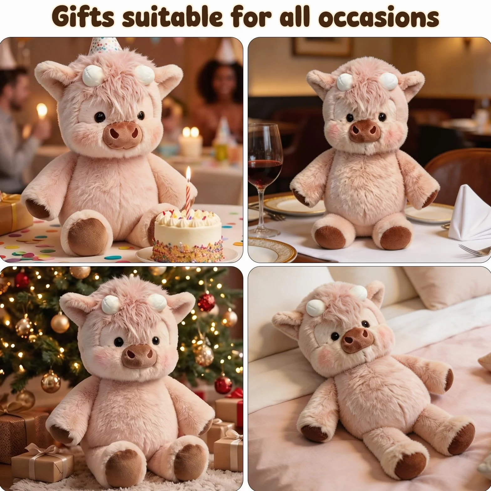 Peluche Che Corre 45cm Cinghiale Mucca Vitello Morbido Giocattolo Animale Pelosa Bambola Collezione Forma Pecora Cartone Rosa