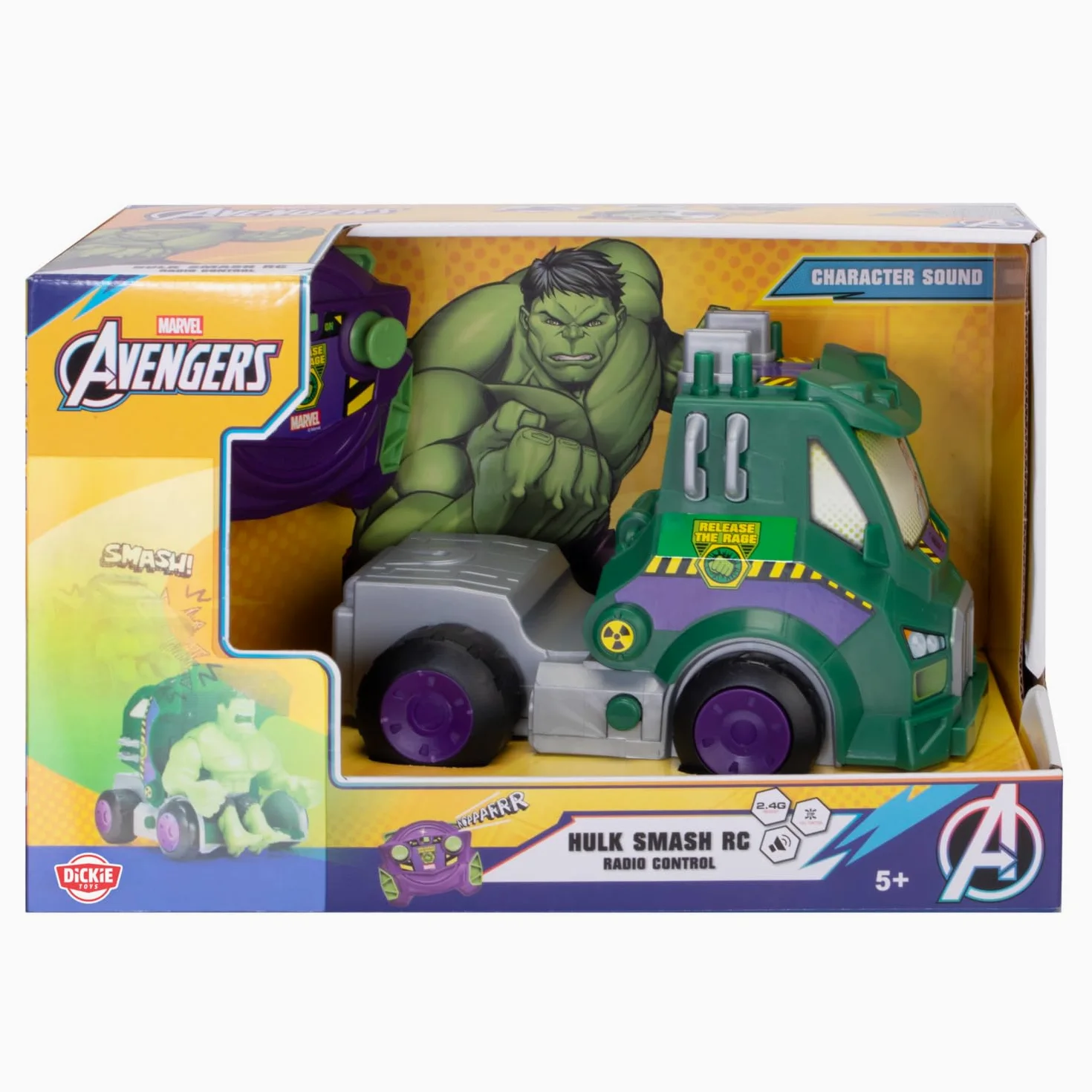Dickie Toys - Radio Control Hulk Smash-Up, in scala 1:24, Veicolo telecomandato con Trasformazione da camion a Hulk, +5 anni, 203224000