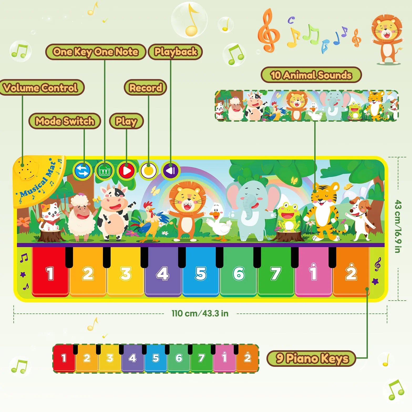 WEARXI Tappeto Musicale Regalo Bambino 1 Anno Giocattoli Bambini 1-5 Anni