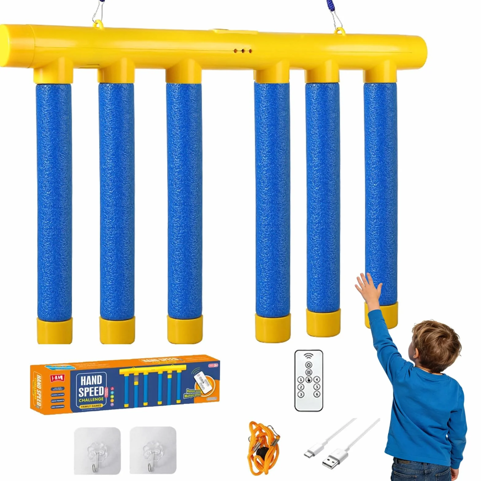 Gioco di Reazione Bastoncini da Afferrare, Giocattolo Coordinazione Occhio-Mano con Telecomando, 3 velocità Regolabili Sfida di velocità per Bambini Famiglia Festa Indoor Outdoor