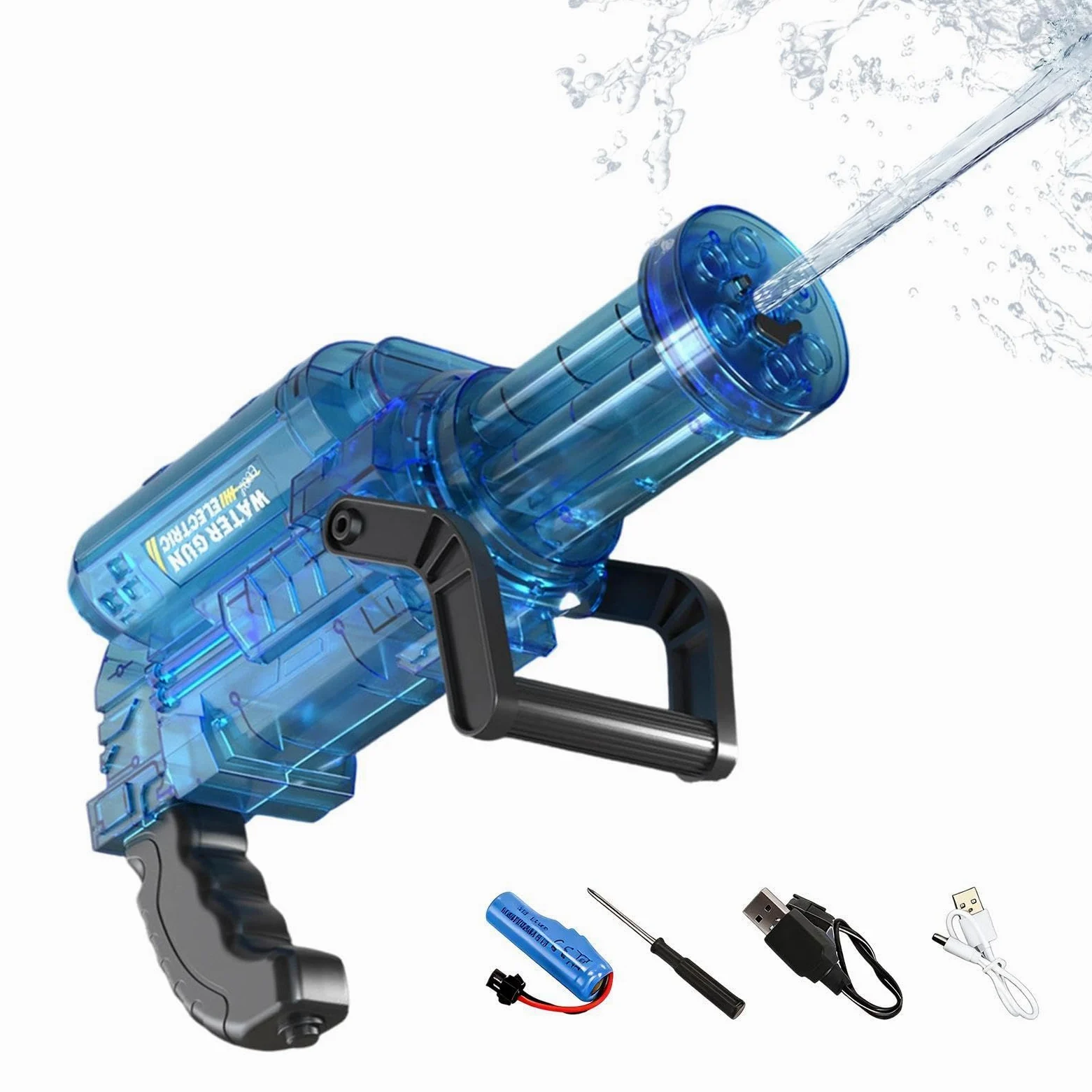 Giocattolo Elettrico per Pistola ad Acqua Sparatore Automatico per Esterni | Giocattoli per Piscina con Effetti di e Fiamma per Bambini Giardino Cortile Spiaggia