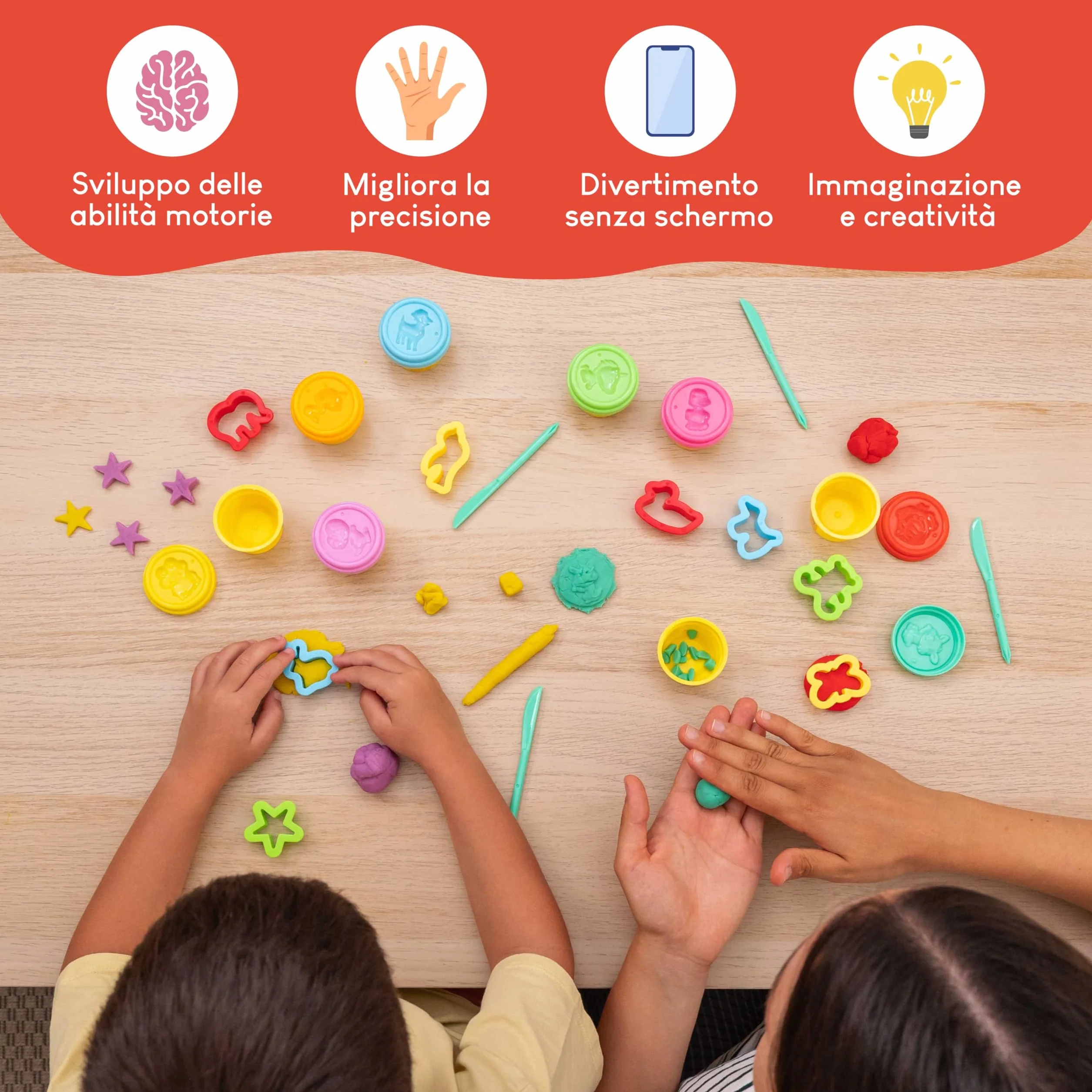 BONNYCO Set Plastilina per Bambini con Stampini e Sacchettini Regalo, 16 Pezzi
