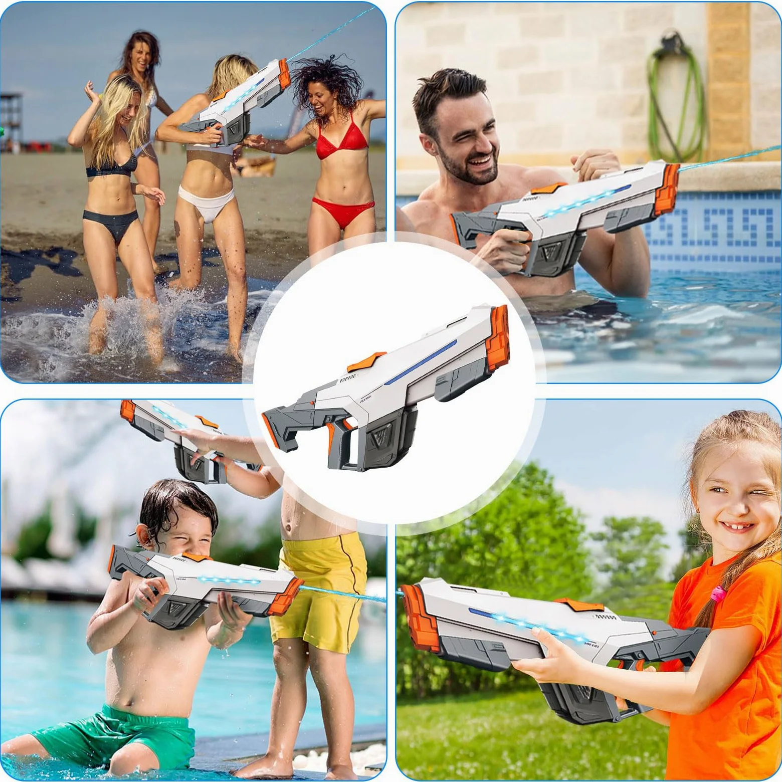 Pistola ad Acqua Elettrica, Fucile ad Acqua Elettrico Potente per bambini adulti, con Assorbimento Automatico, Capacità 610 ml, Pistola Acqua per piscina, feste, spiaggia all'aperto