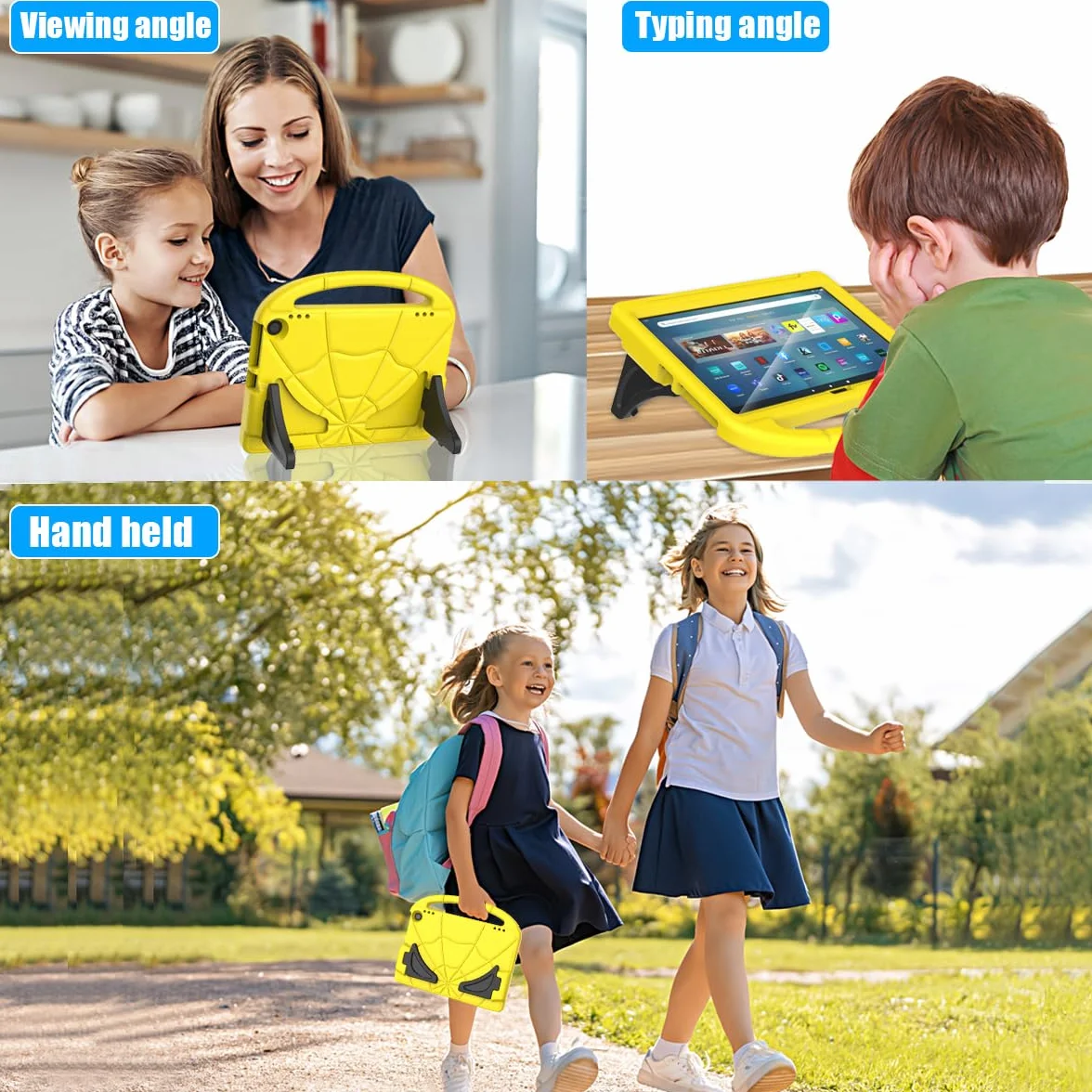 Mansiruyi Custodia per tablet da 11 pollici, non per tablet TCL Onn da 11", custodia leggera antiurto per bambini con protezione per lo schermo e maniglia di supporto, giallo