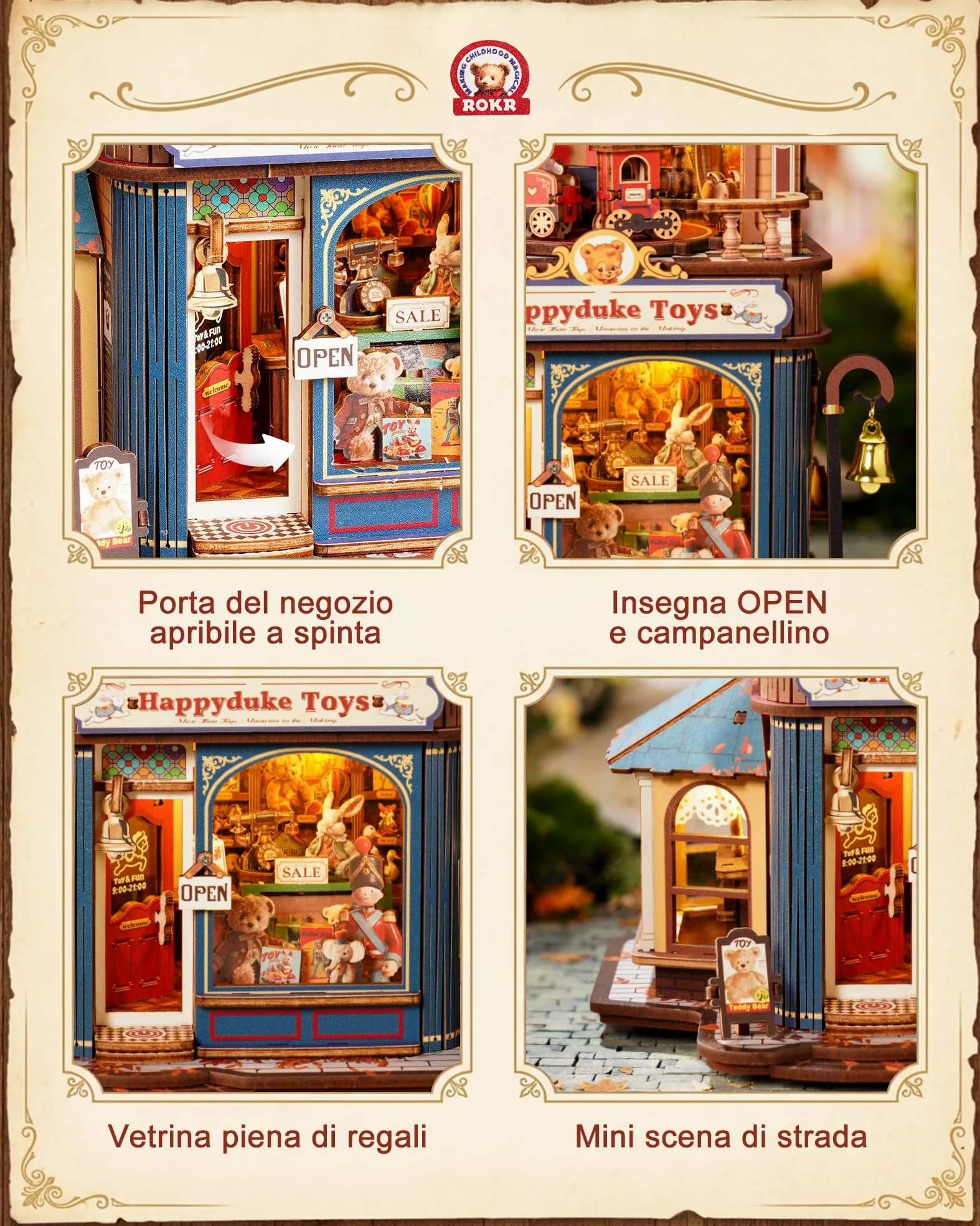 ROKR Happyduke Toy Shop Puzzle 3D in Legno per Adulti, EAM01 | Regalo per adulti,Miniatura decorativa per scrivania