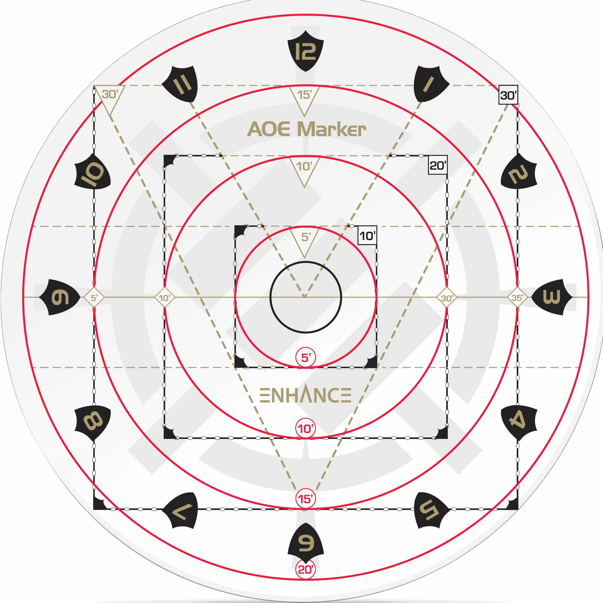 ENHANCE Spell AOE Marker per Giochi di Ruolo da Tavolo - Modello di Area di Effetto D&D Costruito per Mappe a Griglia da 1 "o Tappetini Senza Griglia - Accessori DND Perfetti per DM