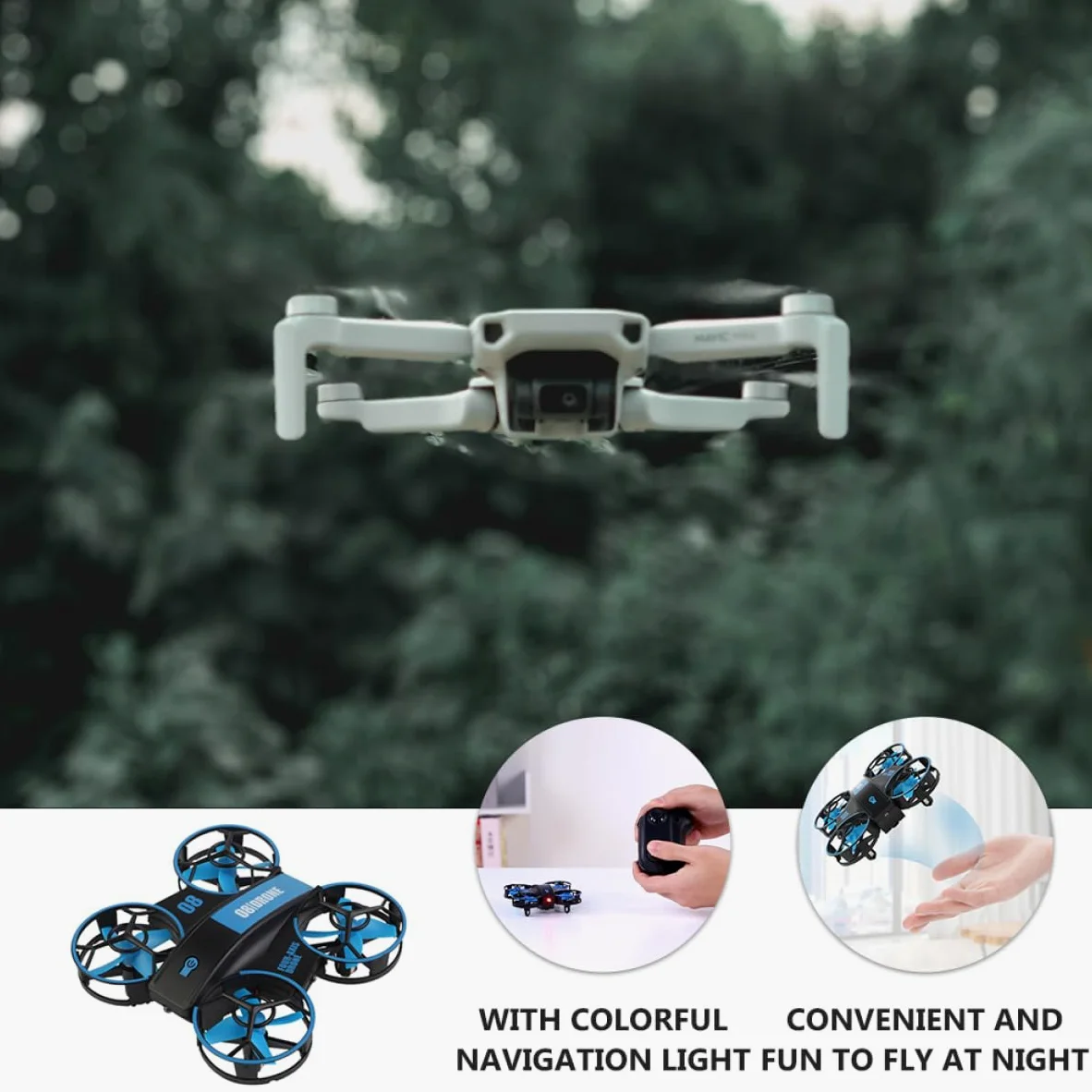 HEMOTON Elicottero Rc Quadricottero Led Portatile Decollo e Atterraggio Facile Acrobatico Rotazione Gradi Marce Regolabili Media Bassa Drone Rc Colorata
