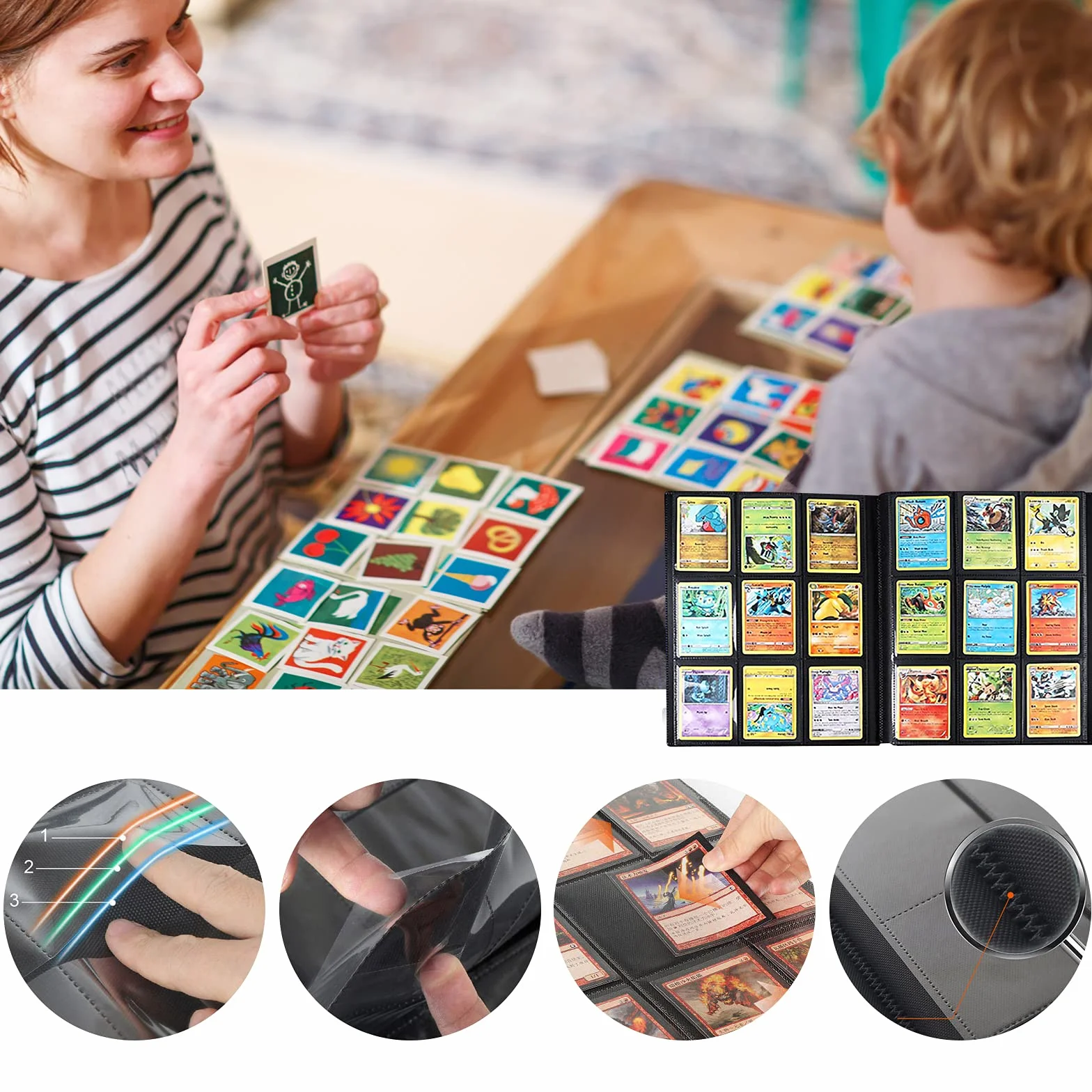 album Porta Carte Collezionabili , Raccoglitore Carte 9 tasche 360 carte, box Album Pokemon, YuGiOh, ecc