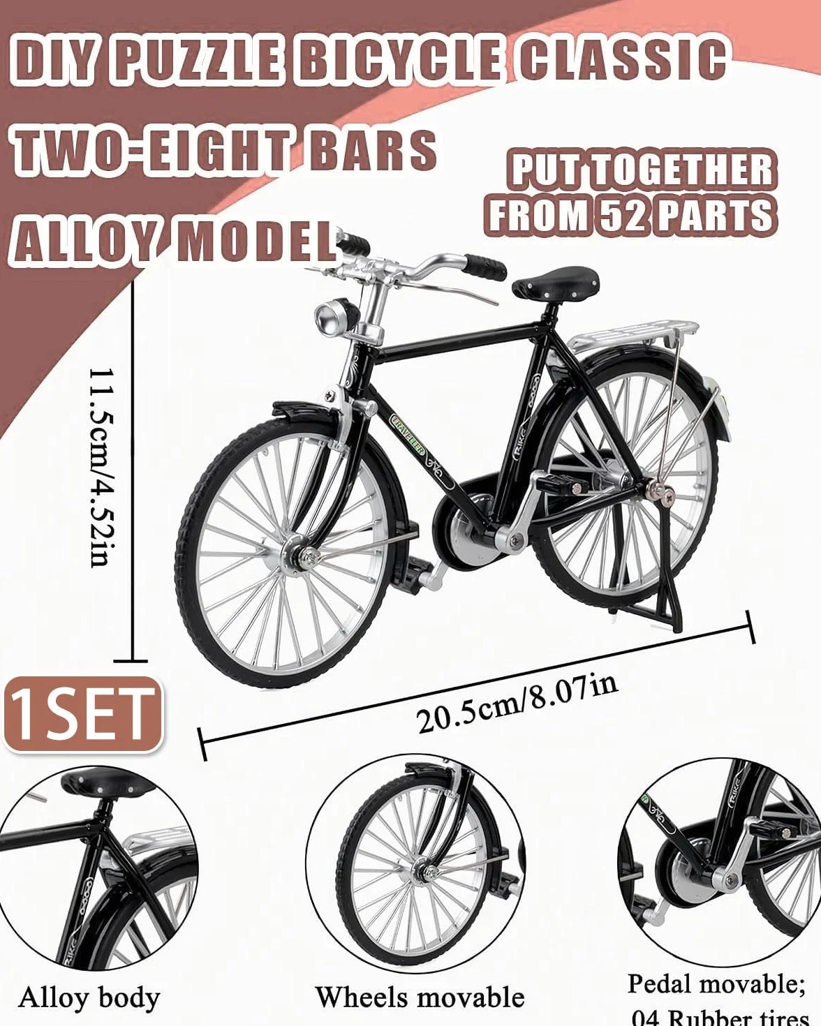 BKit Fai da Te in Scala per Modello di Bicicletta,modellino bici,Kit di Giocattoli per modellini di Bici da Dito,Kit Scala Modello Bicicletta Simulazione 1/10,per camera da letto,idea regalo
