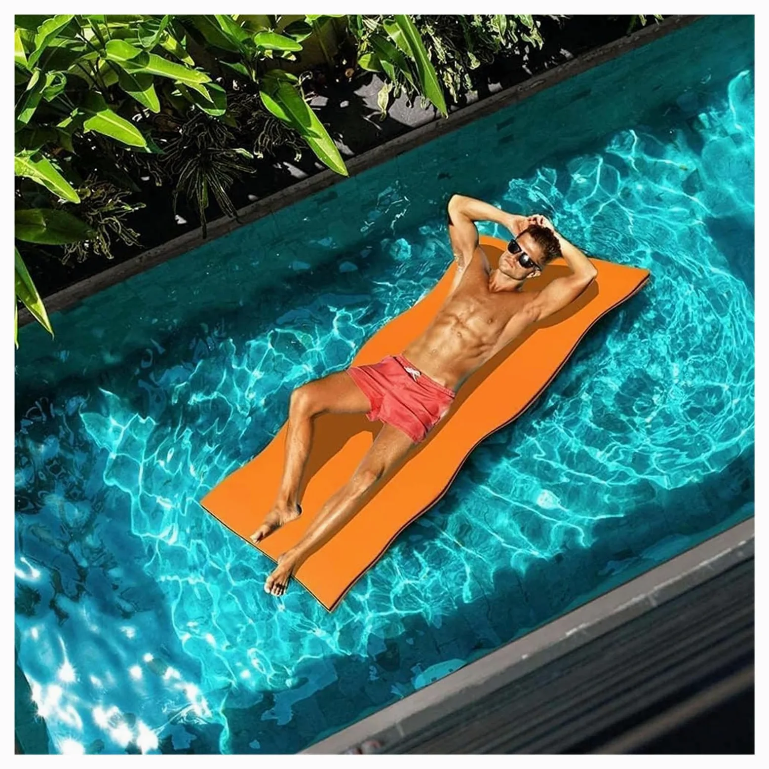 Materassino galleggiante in schiuma gialla per adulti, 2,7 m x 1,4 m x 3,3 cm, perfetto per attività in piscina, lago, mare, divertimento e relax